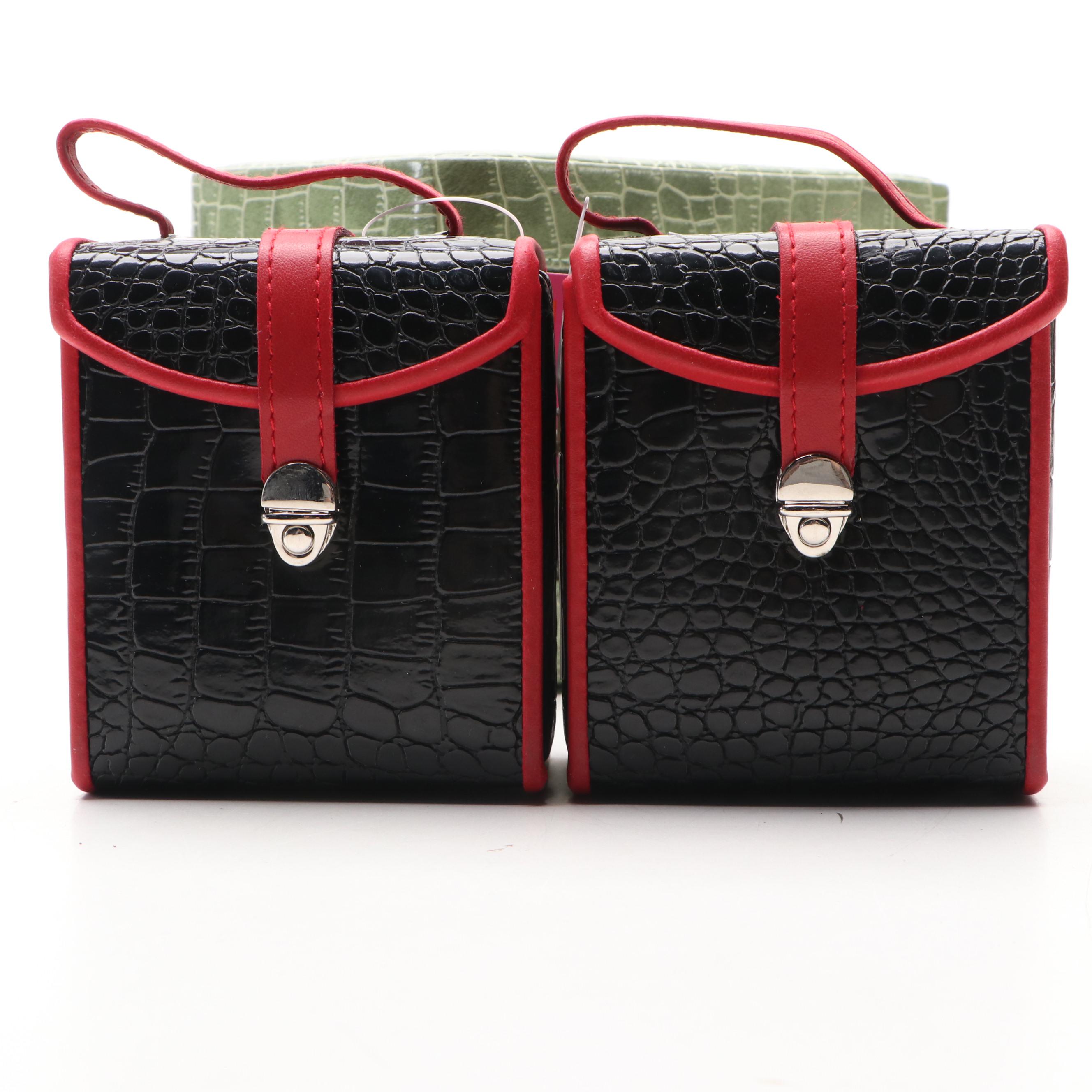 Alten International Faux Crocodile Travel Jewelry Cases