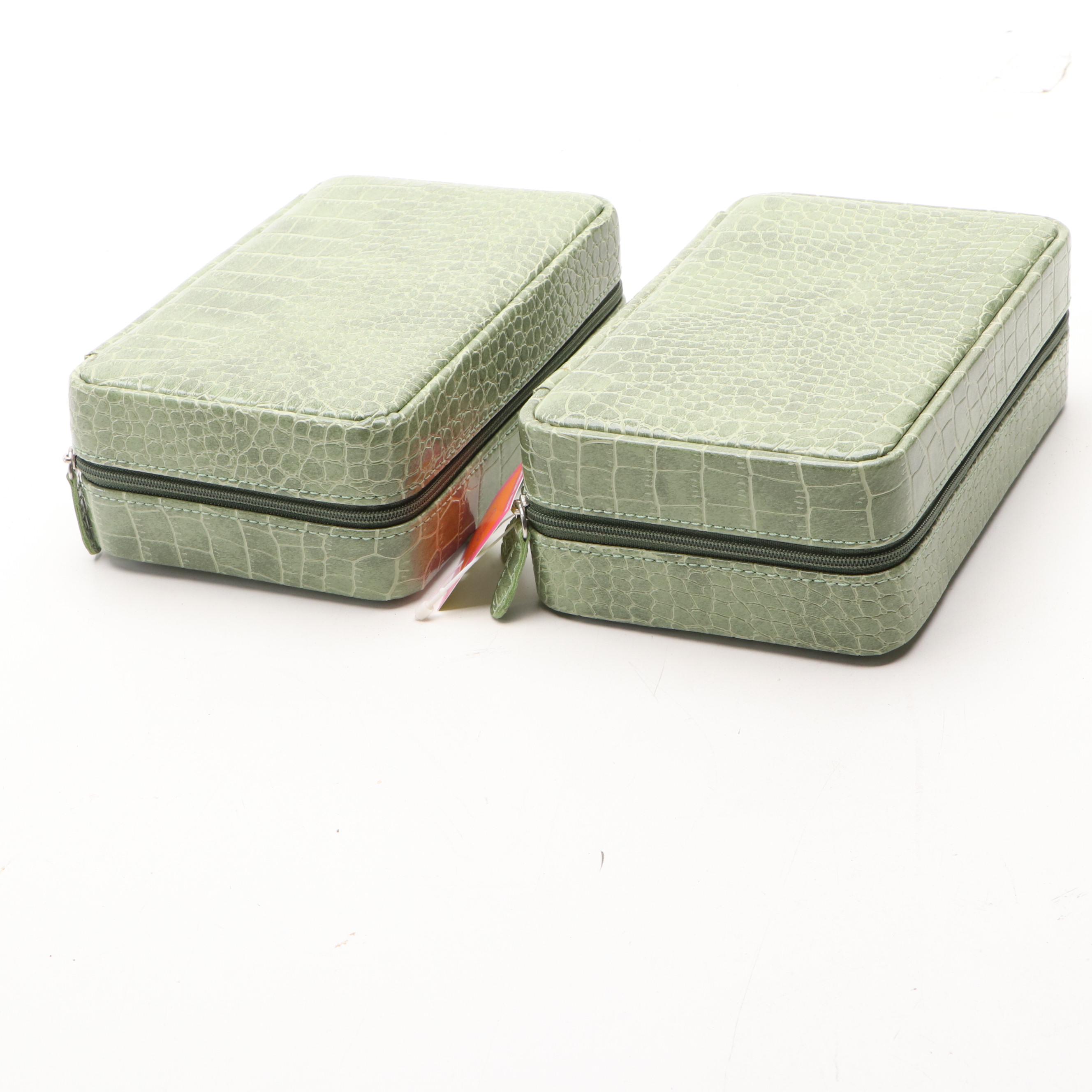 Alten International Faux Crocodile Travel Jewelry Cases
