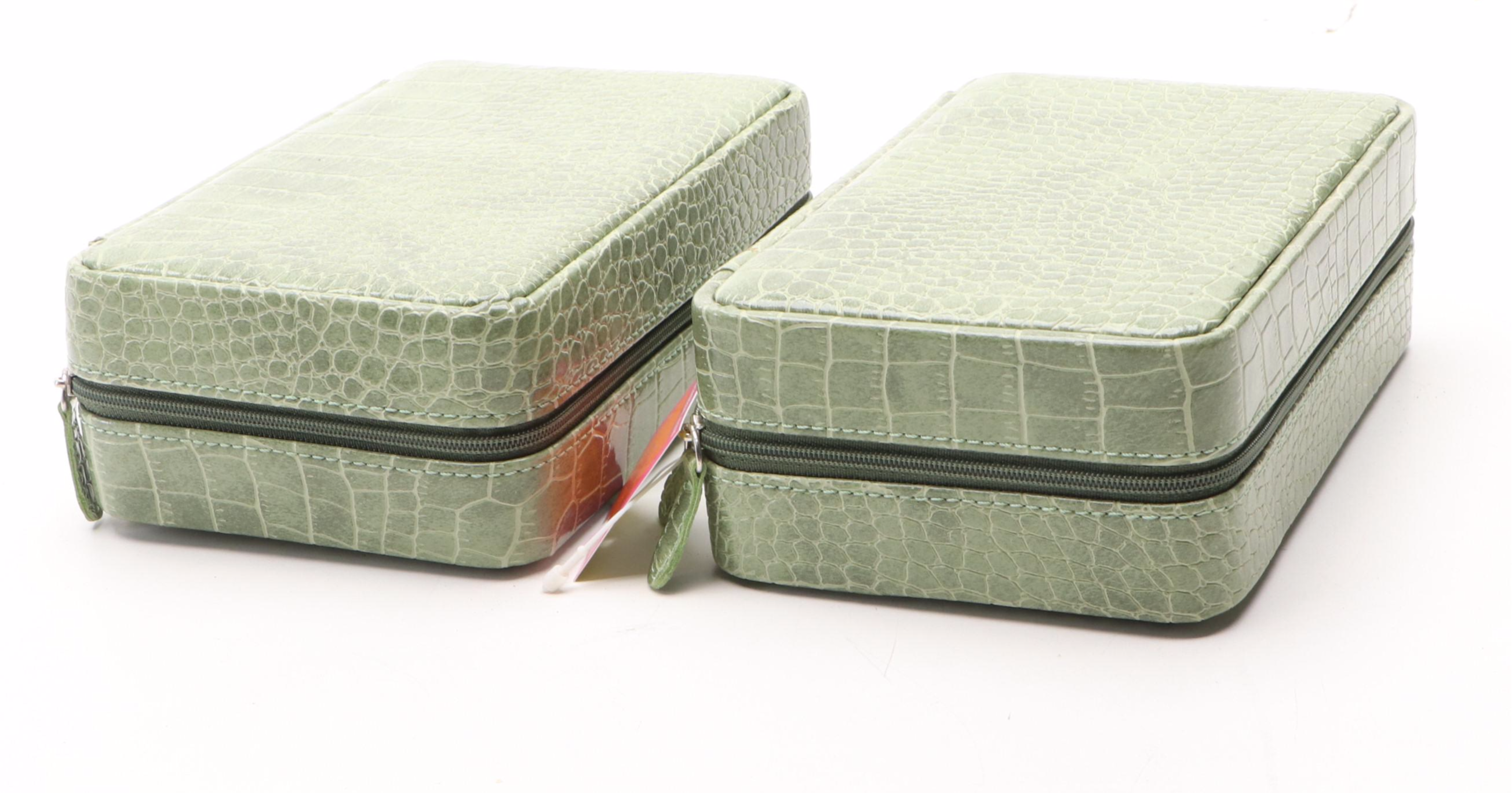 Alten International Faux Crocodile Travel Jewelry Cases