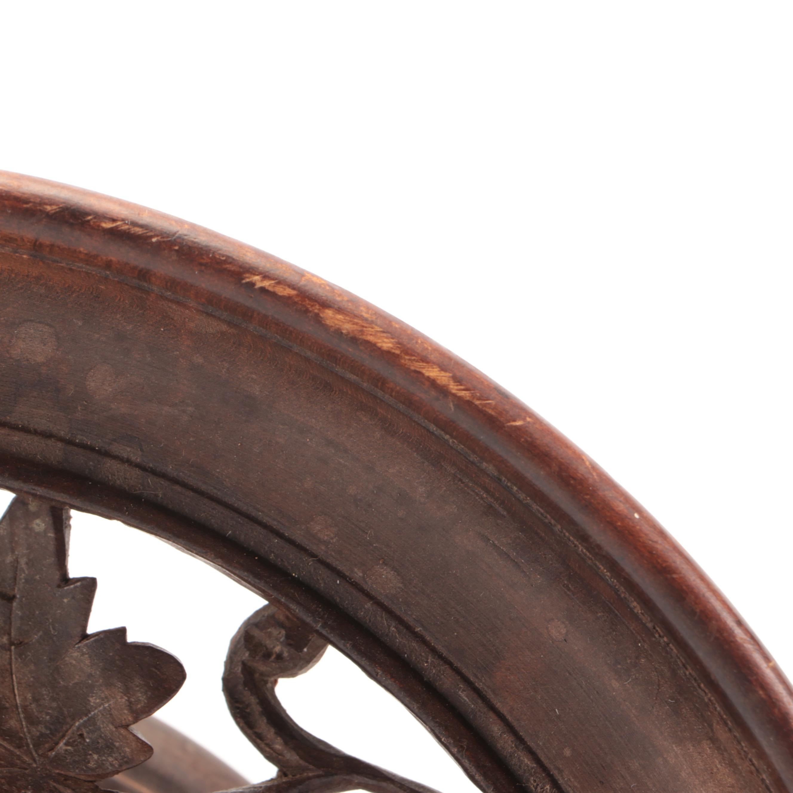 German Black Forest Carved Wood Serving Plate with Hidden Music Box