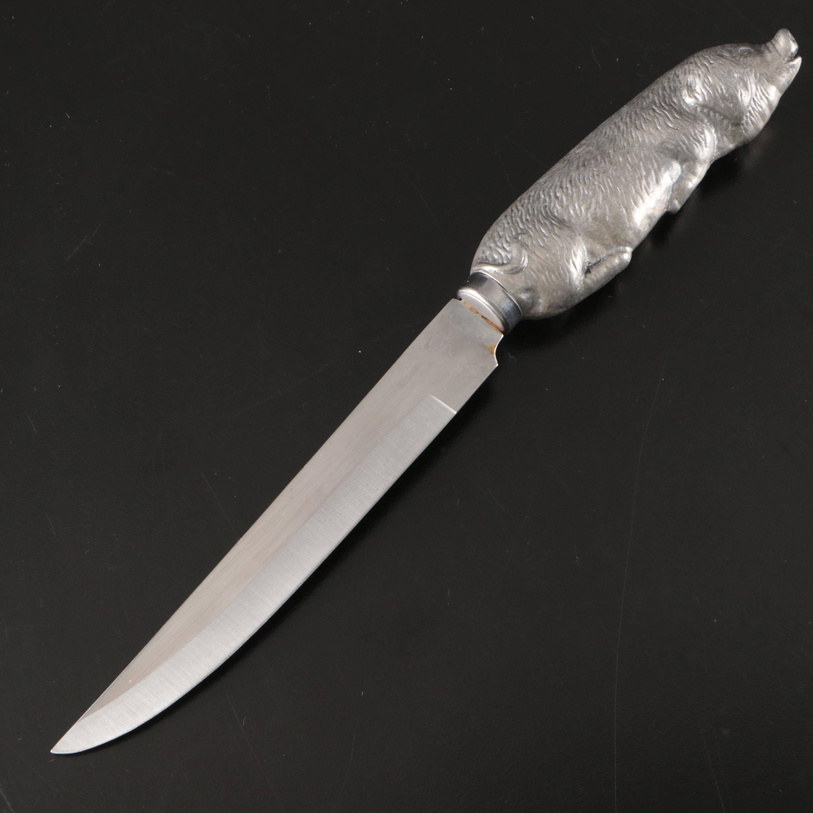 Arthur Court Designs "Pig" Aluminum Handle Stainless Steel Dinner Knives