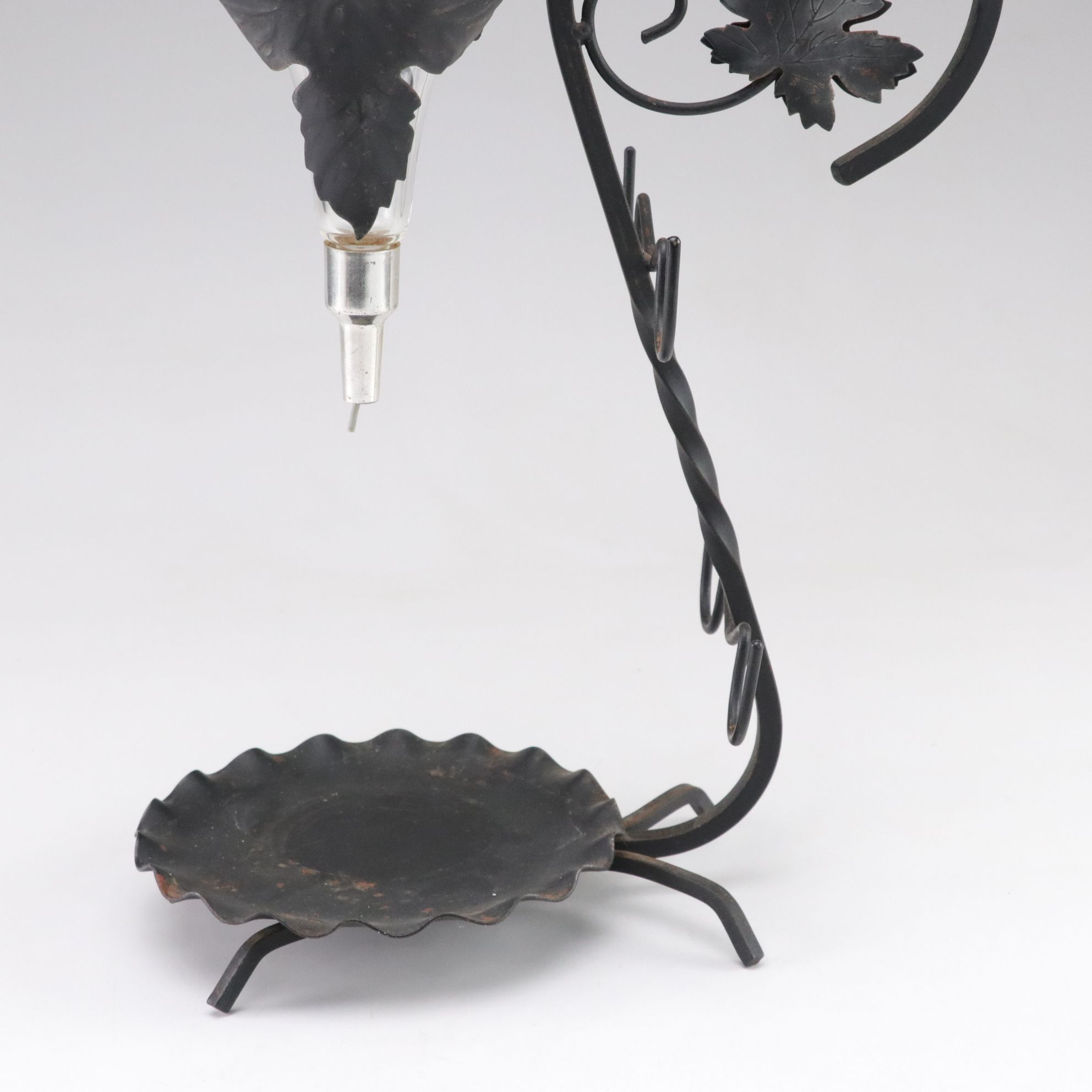 Etched Glass & Iron Hanging Wine Decanter