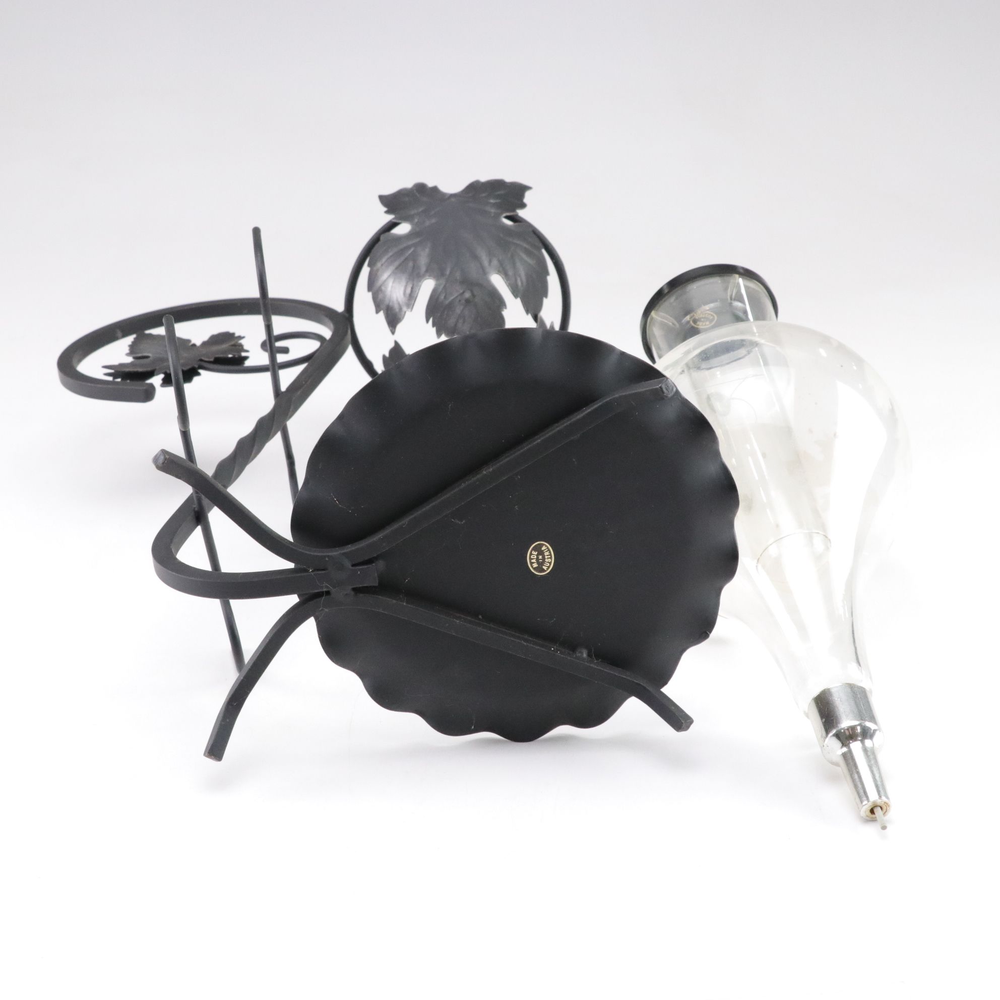 Etched Glass & Iron Hanging Wine Decanter