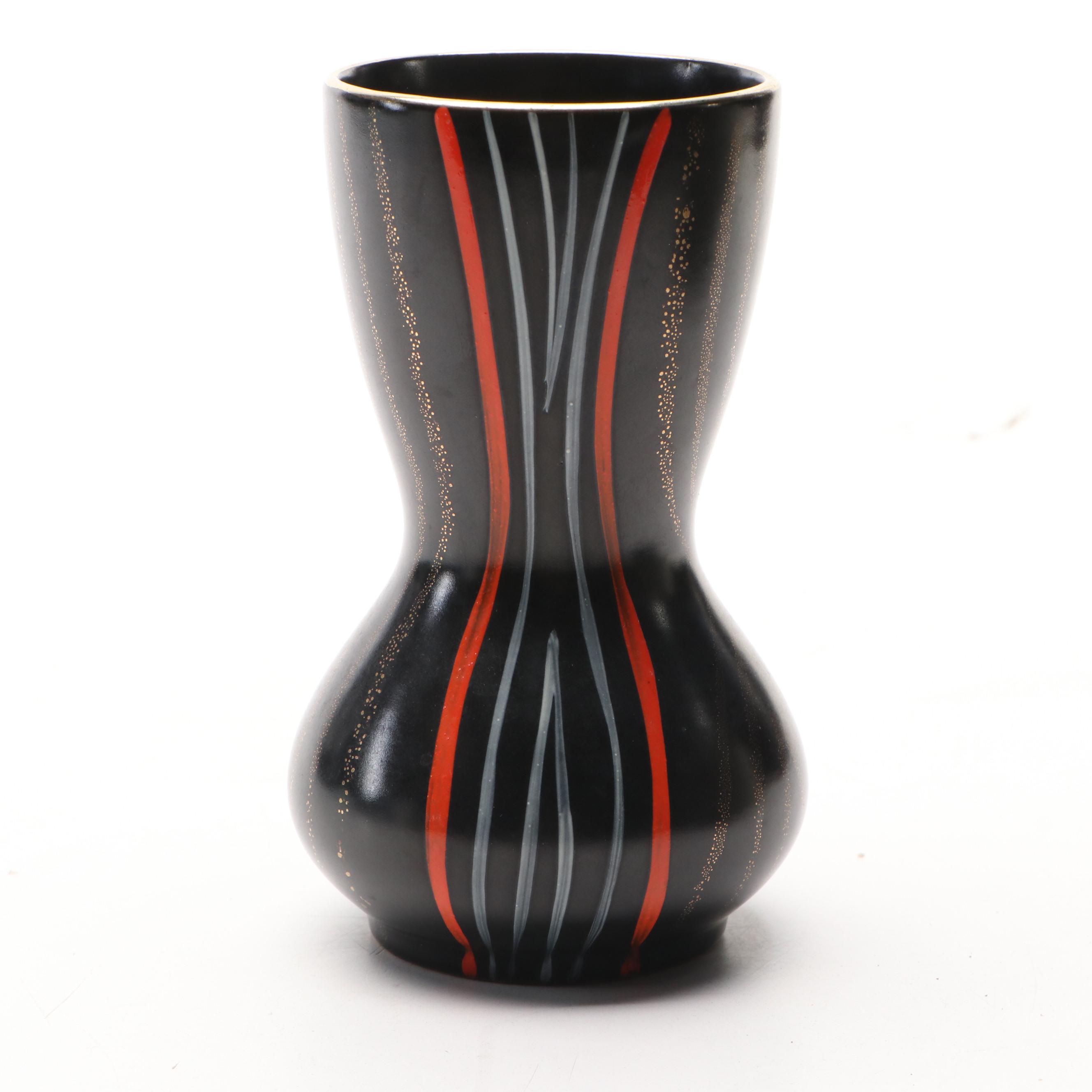 German Mid Century Modern Ceramic Vase with Raku Pottery Vase