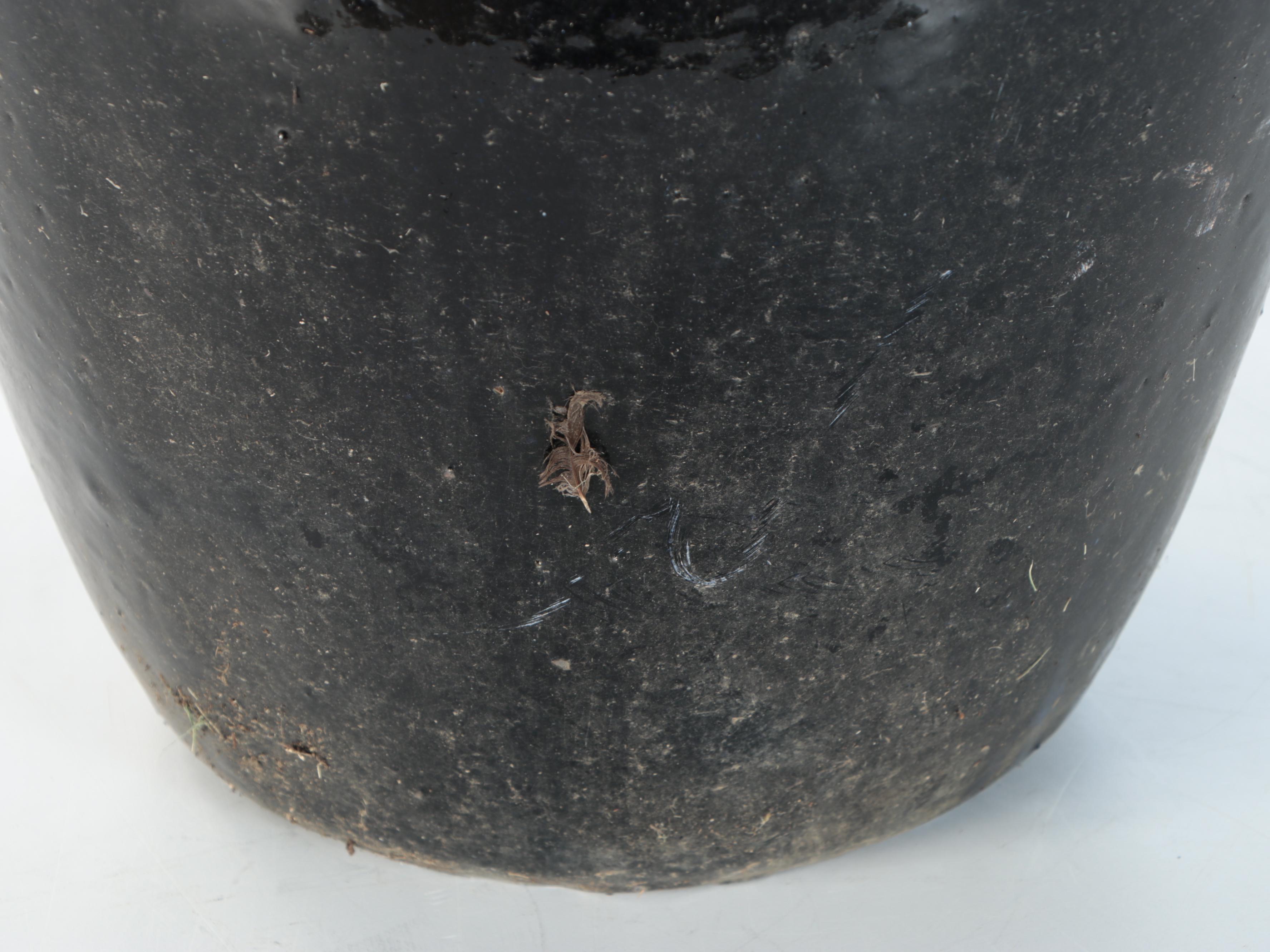 Black Glazed Ceramic Floor Vase