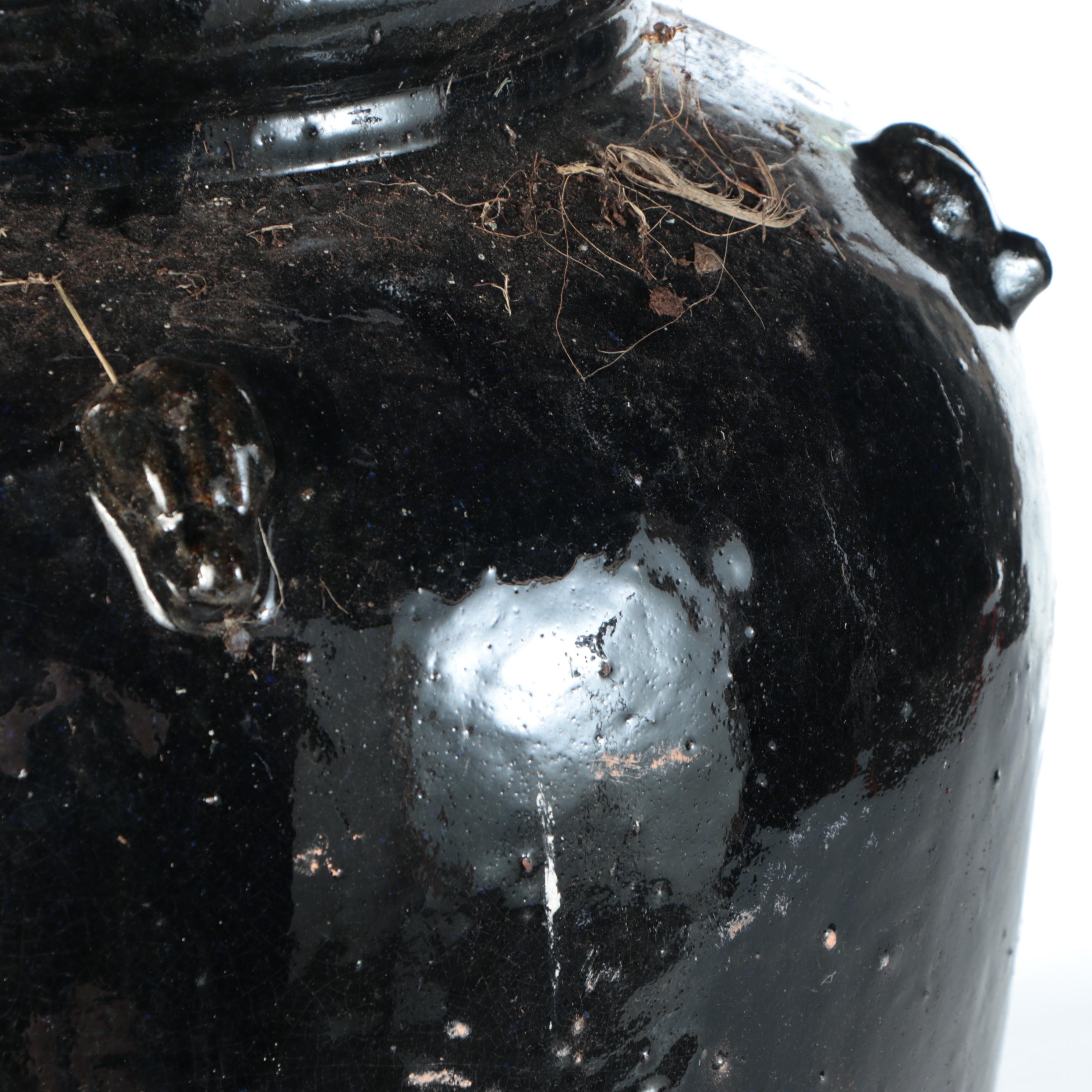 Black Glazed Ceramic Floor Vase