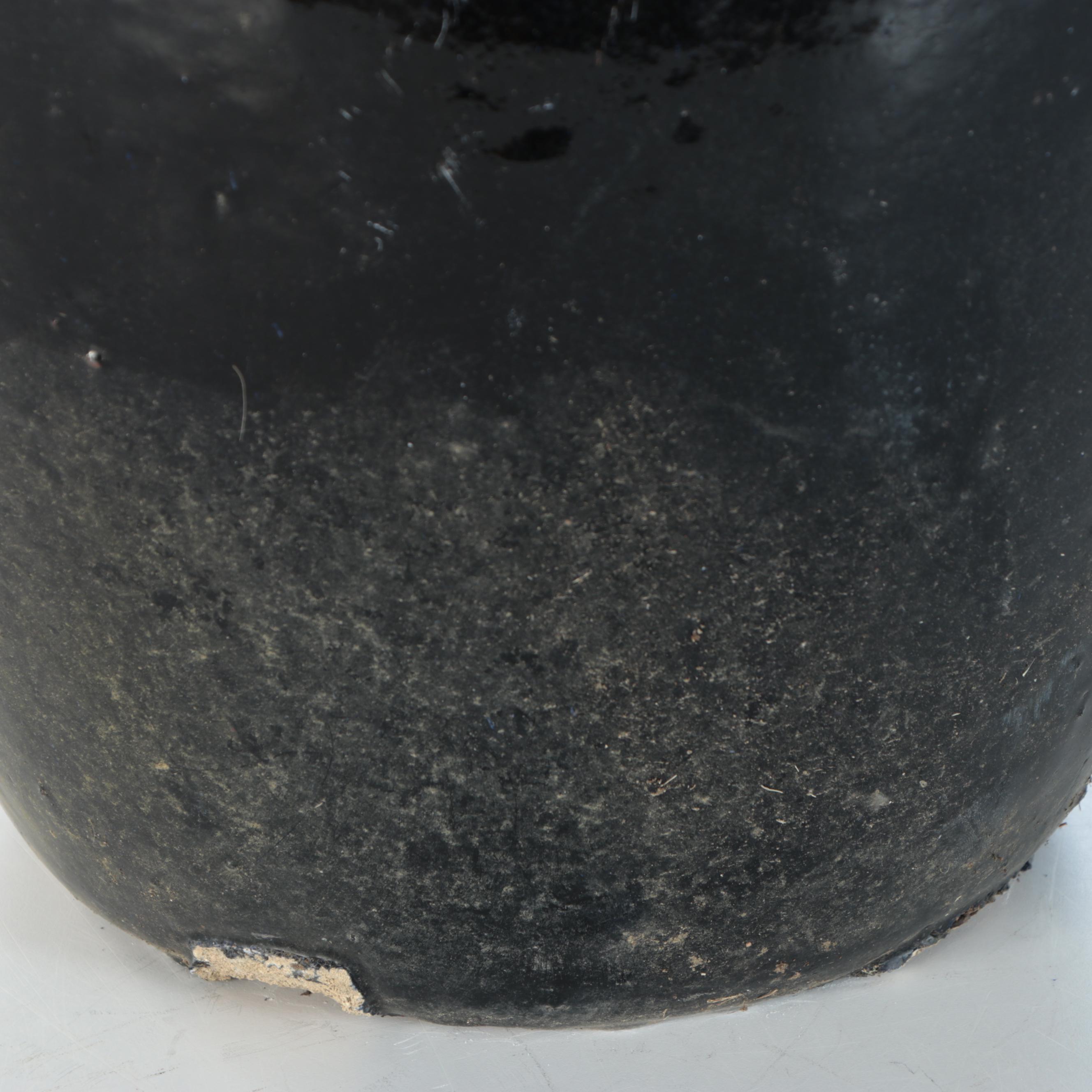 Black Glazed Ceramic Floor Vase