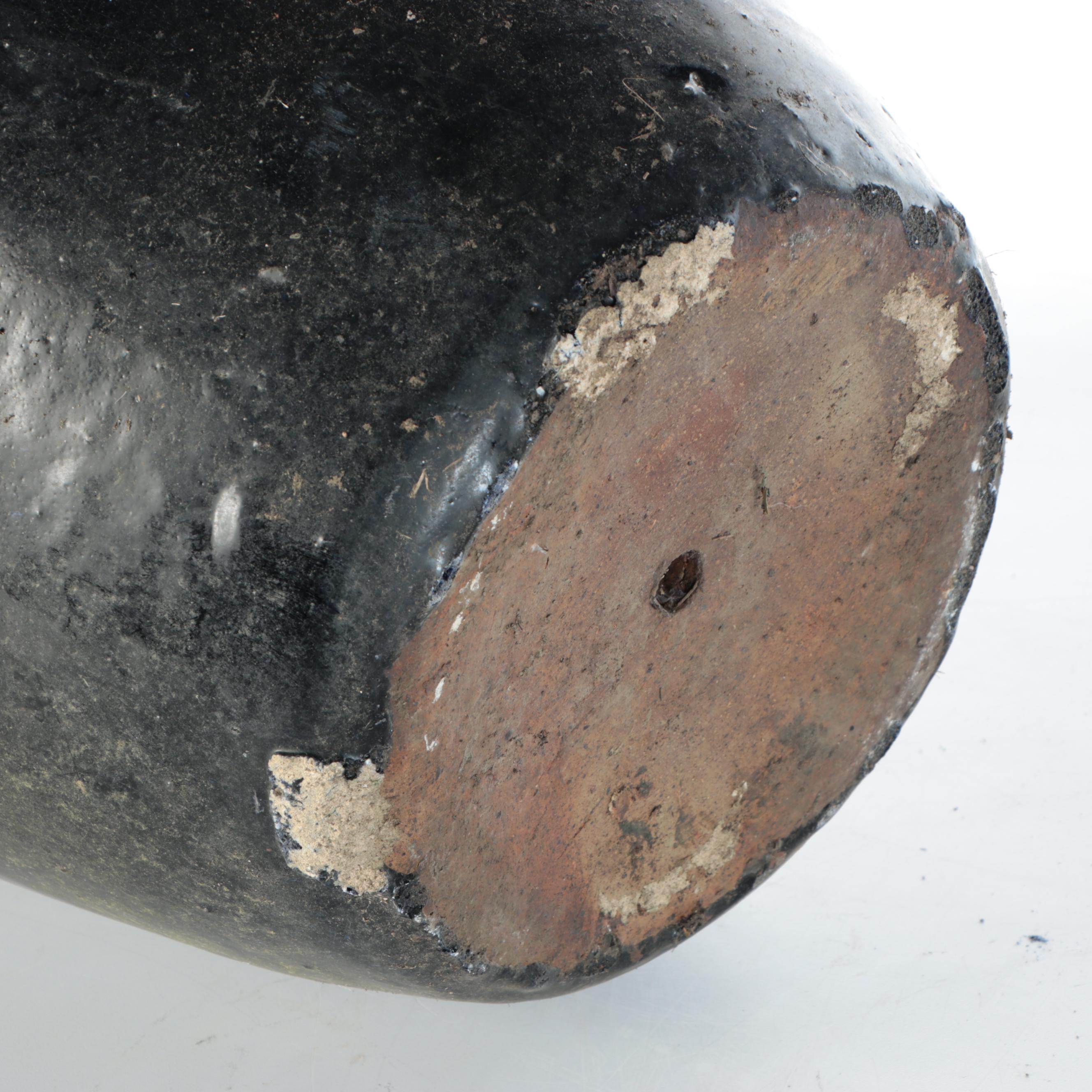 Black Glazed Ceramic Floor Vase