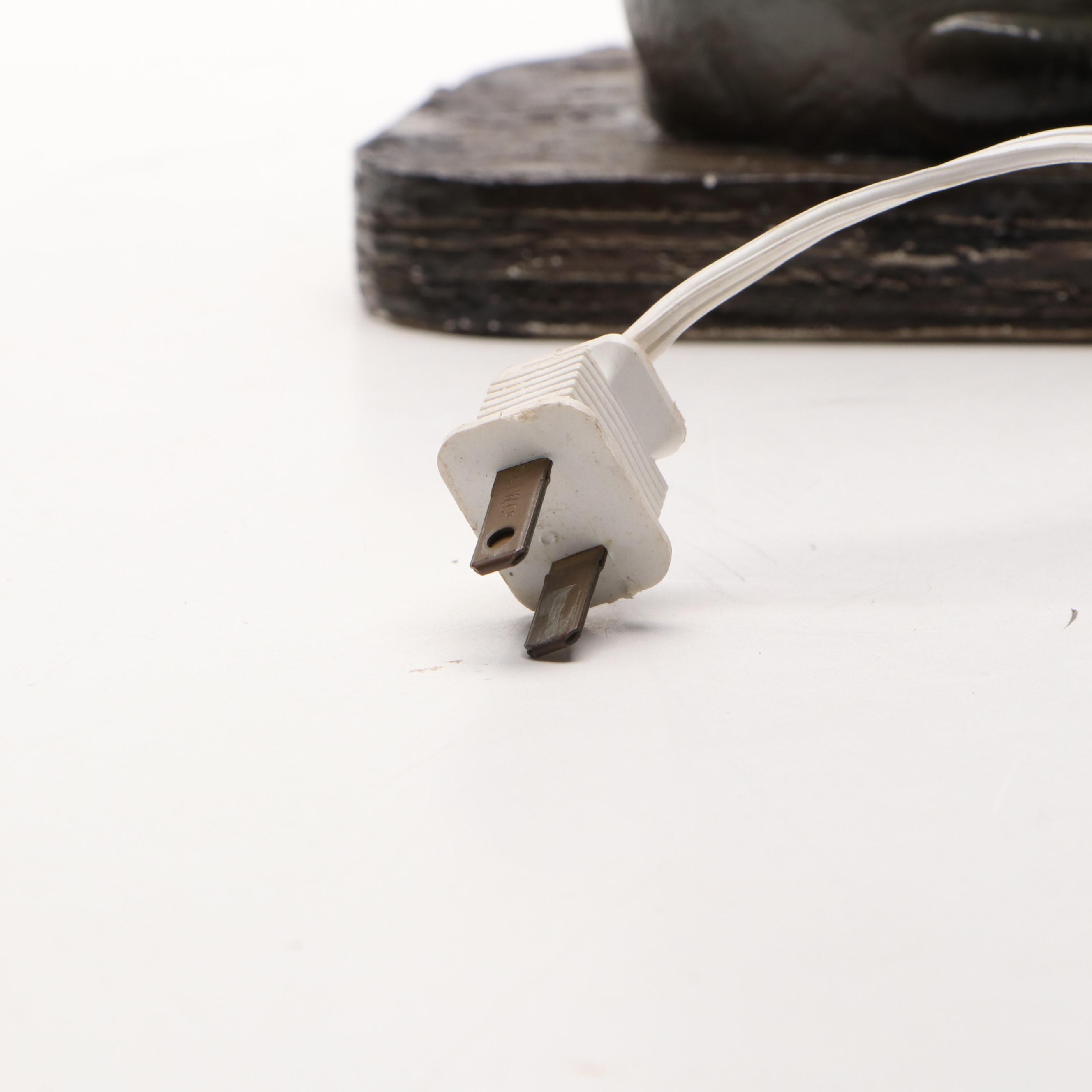 Cartoon Cat and Mouse Electric Plaster Mantel Clock, Mid-20th Century