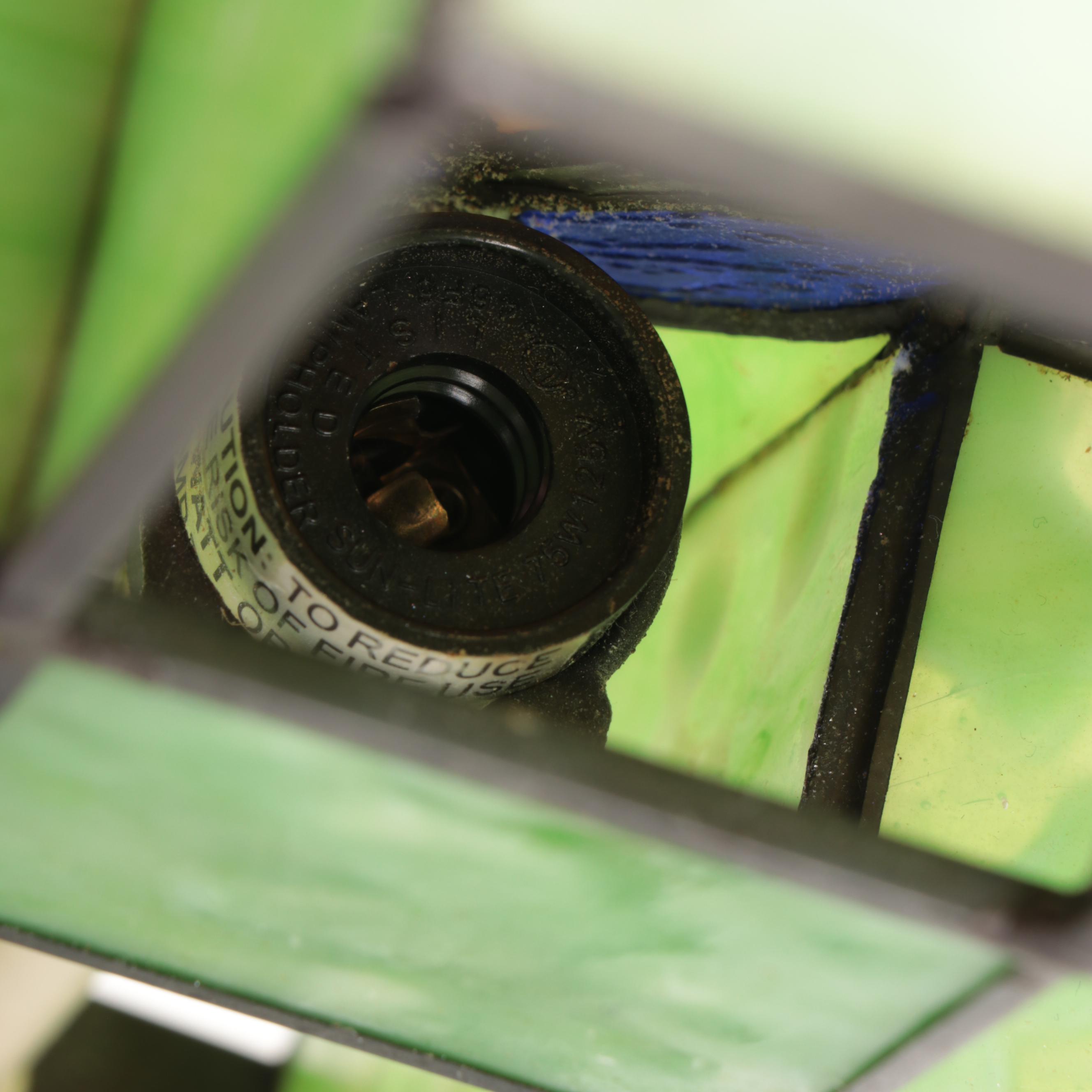 Slag Glass Flowers and Butterflies Cross Shaped Accent Lamp