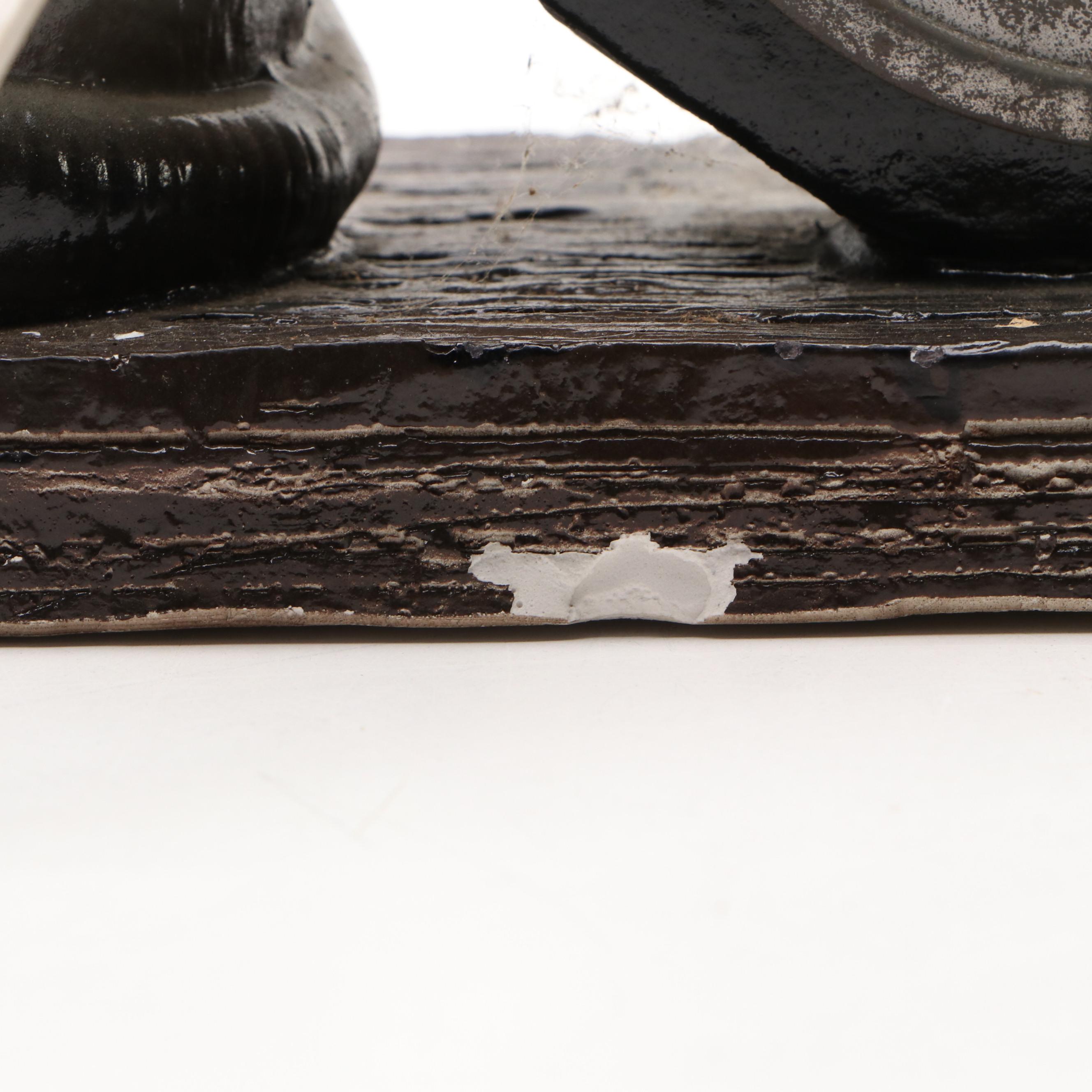 Cartoon Cat and Mouse Electric Plaster Mantel Clock, Mid-20th Century