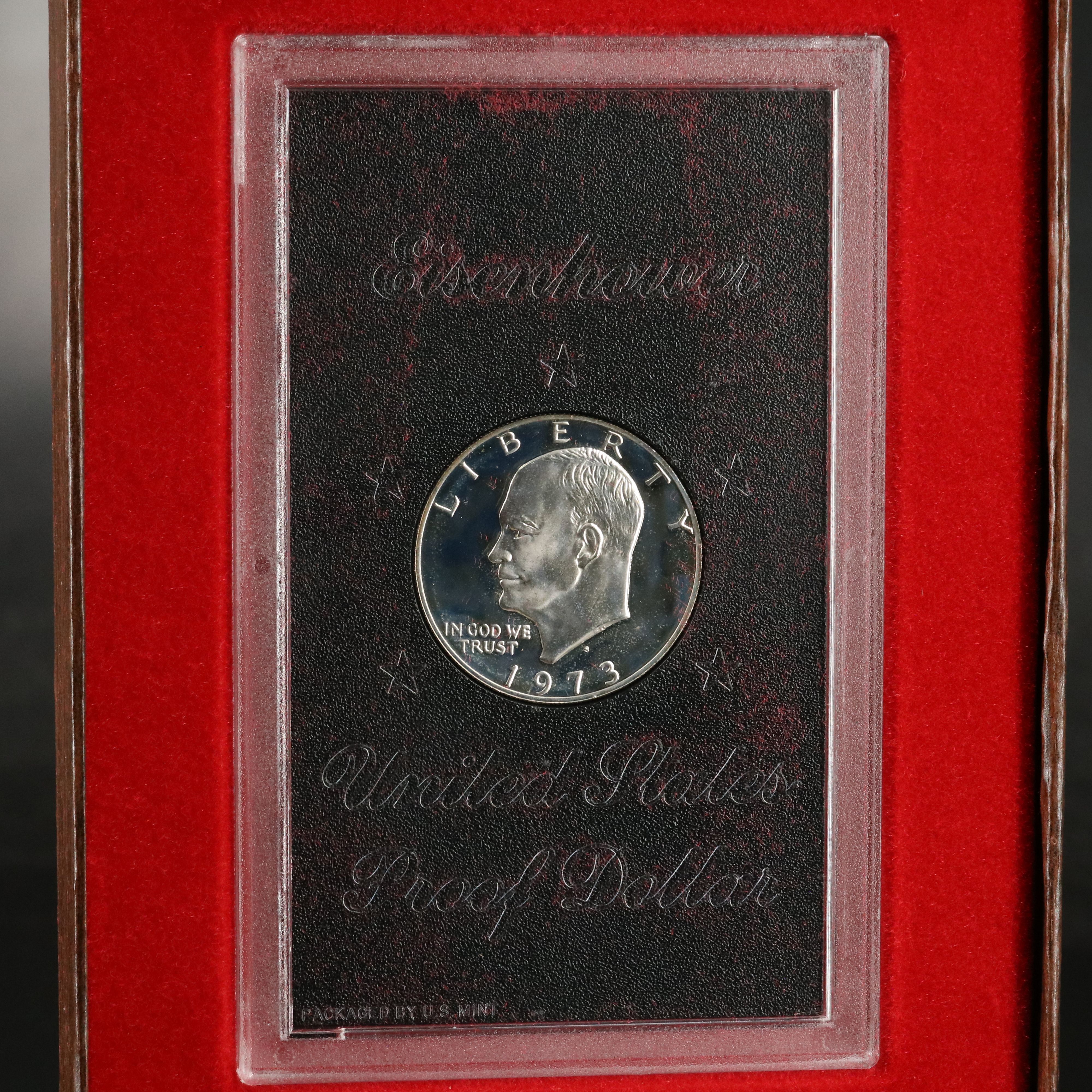 Five Proof 1973-S Eisenhower Silver Dollars