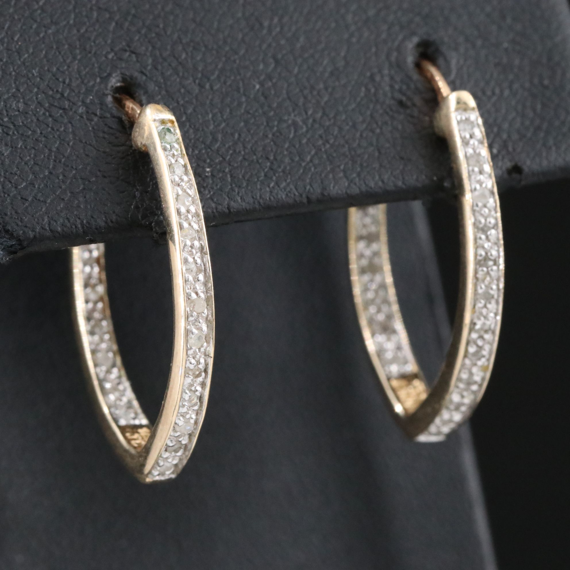 10K Diamond Inside-Out Hoop Earrings