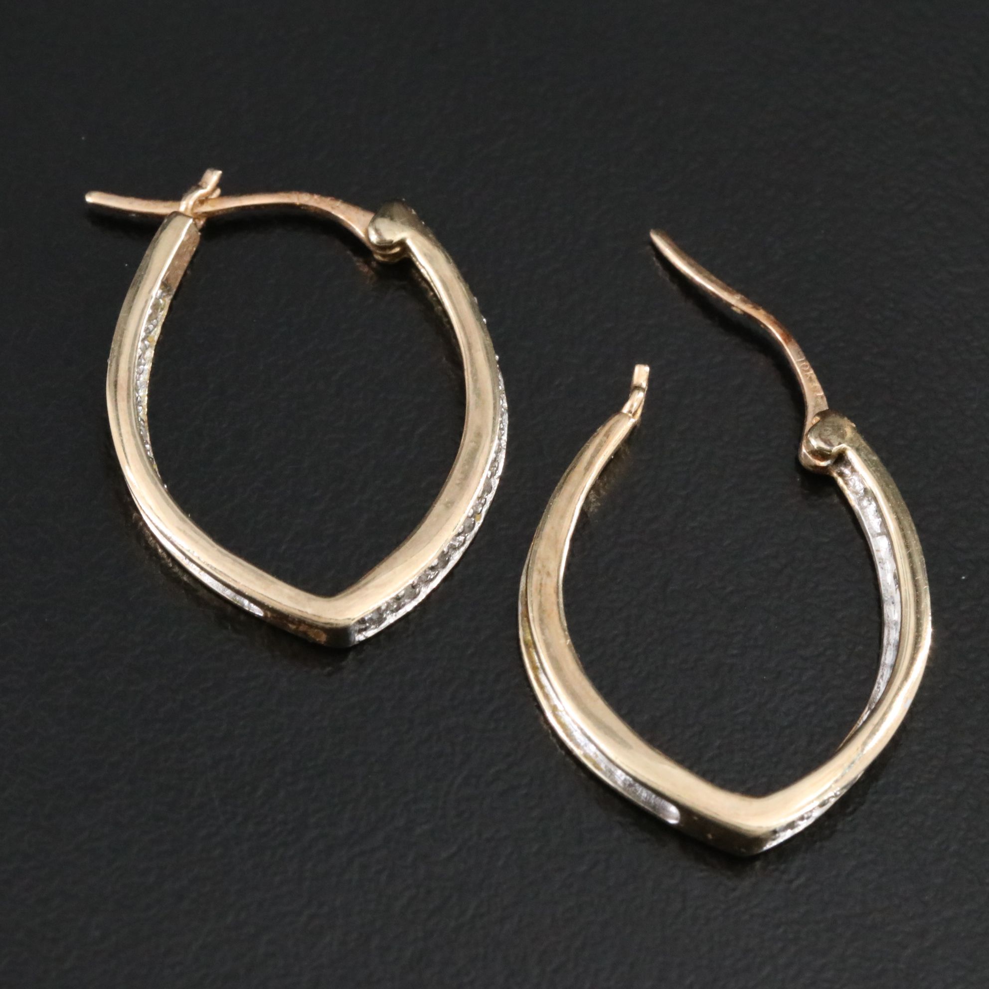 10K Diamond Inside-Out Hoop Earrings