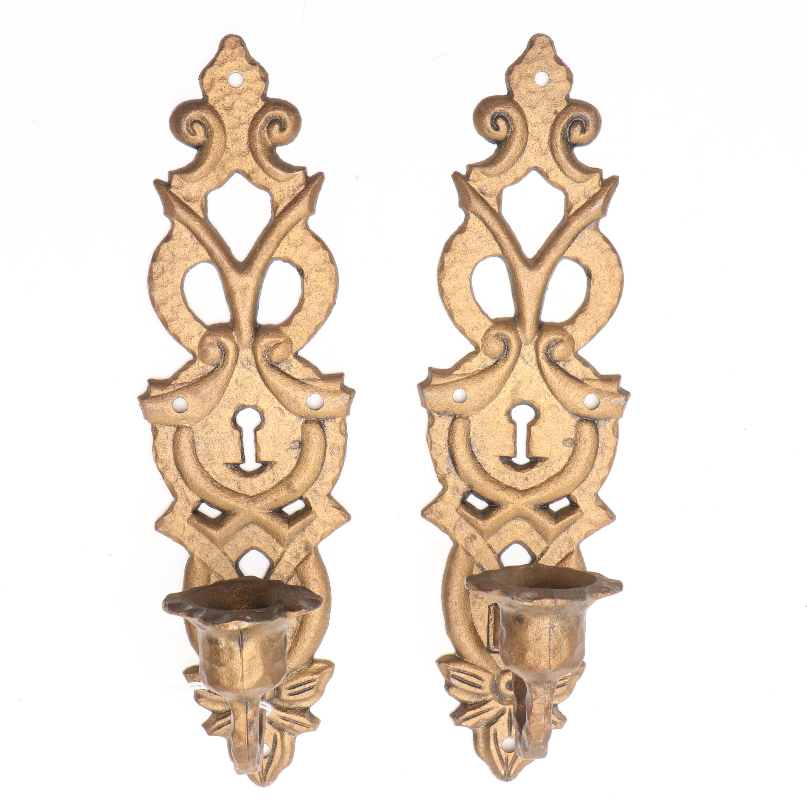 Robert Emig Brass Finish Iron Wall Candle Sconces