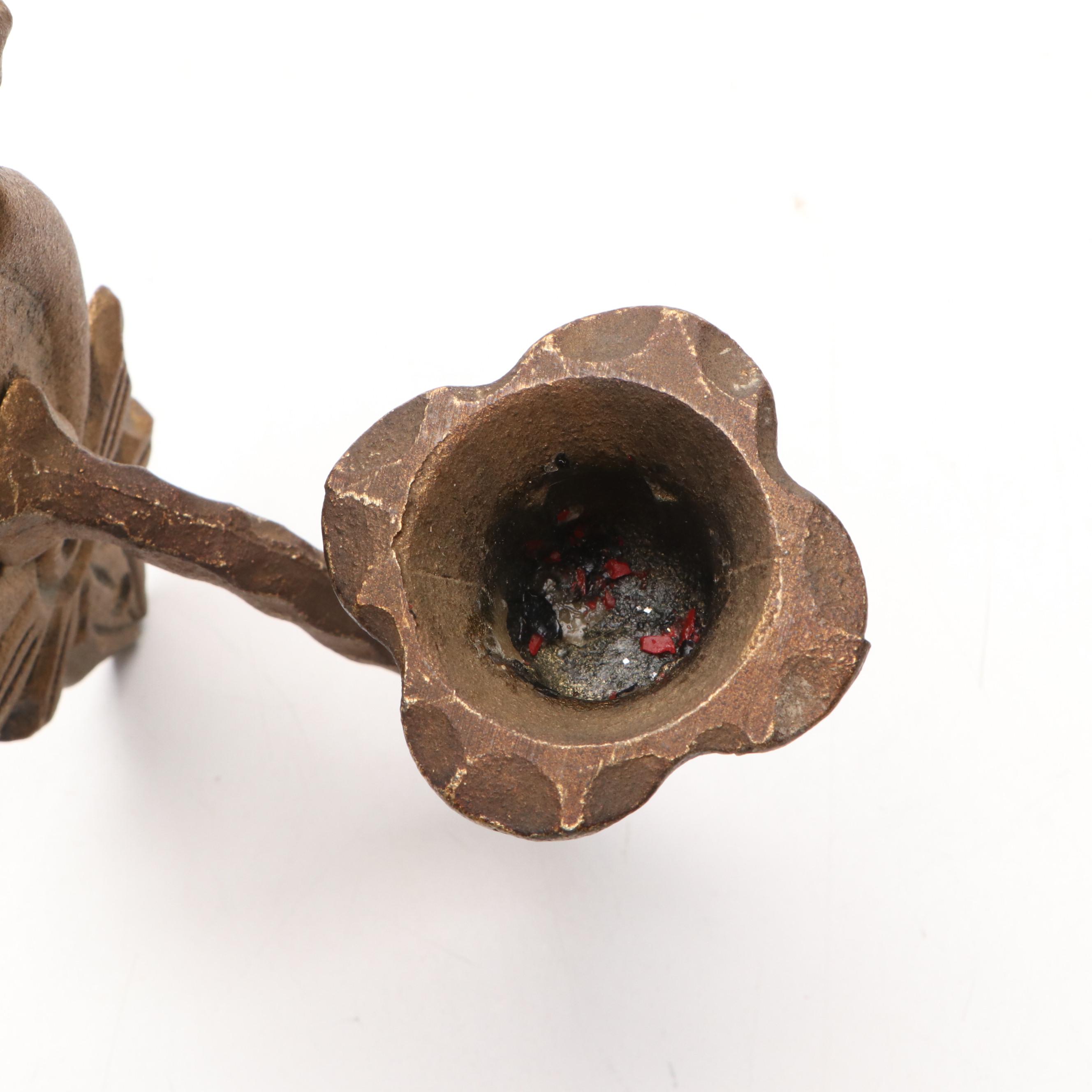 Robert Emig Brass Finish Iron Wall Candle Sconces