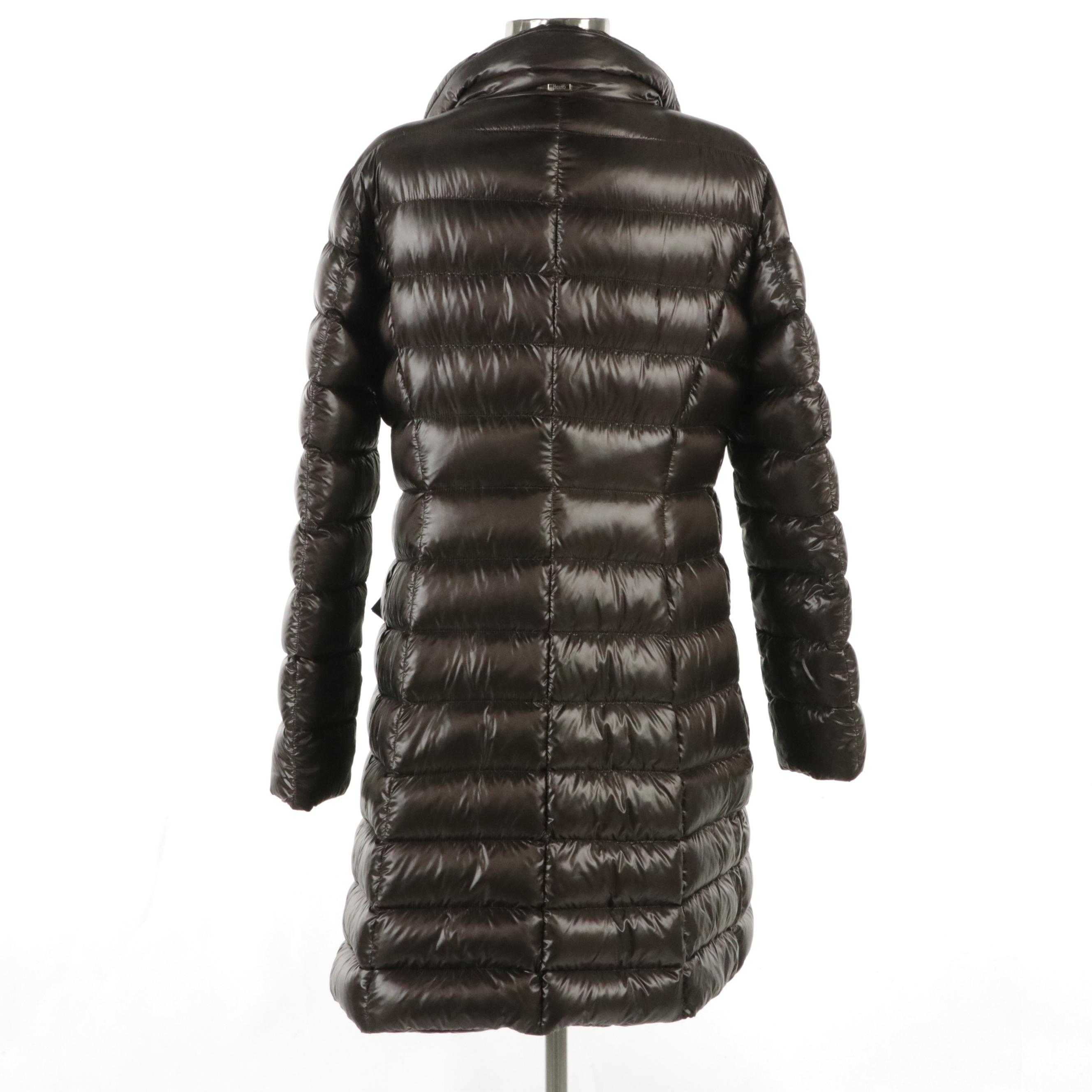 Herno Iconico Shiny Quilted Nylon Mid Length Puffer Coat