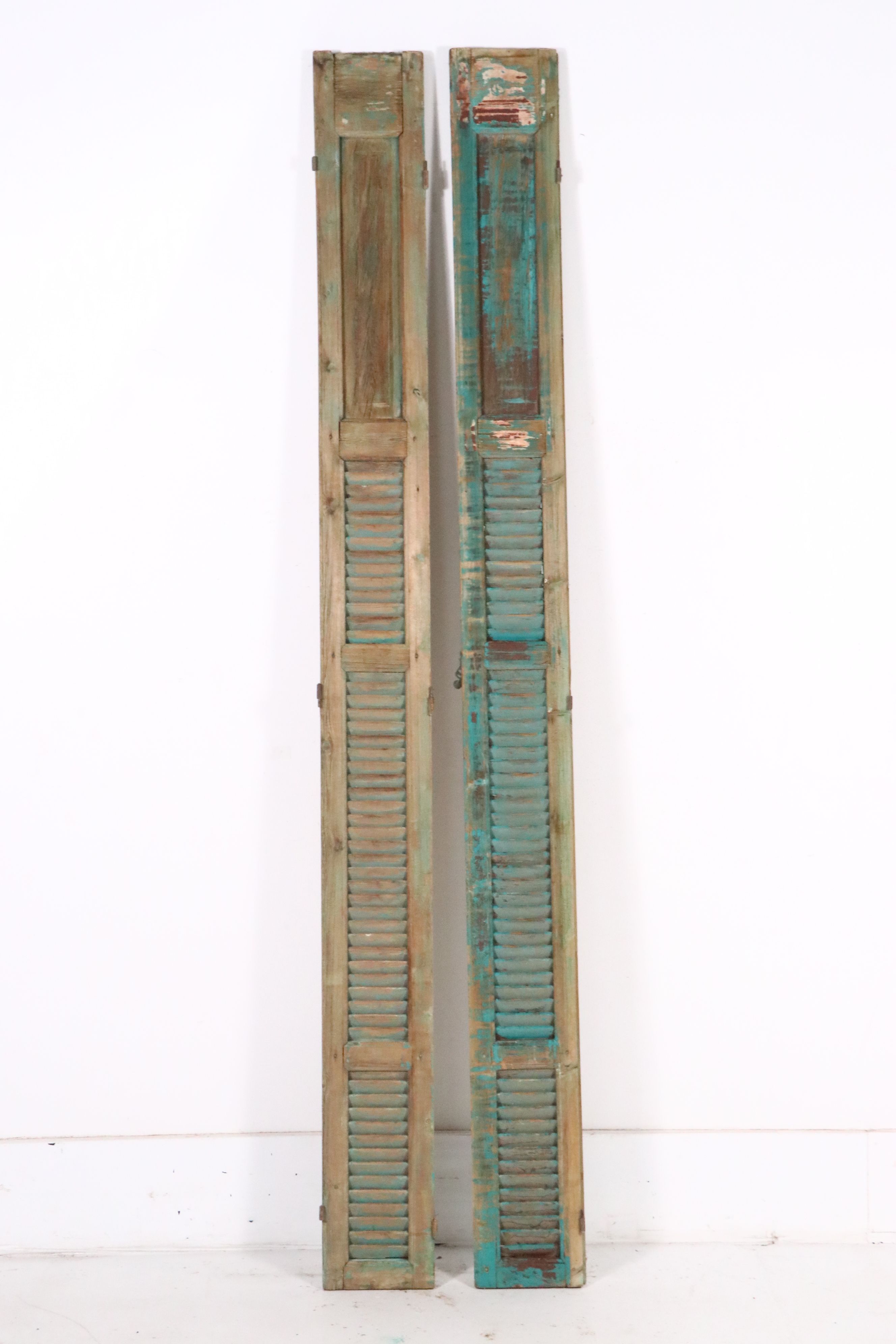 Pair of Architectural Salvage Skinny Louver Door Panels
