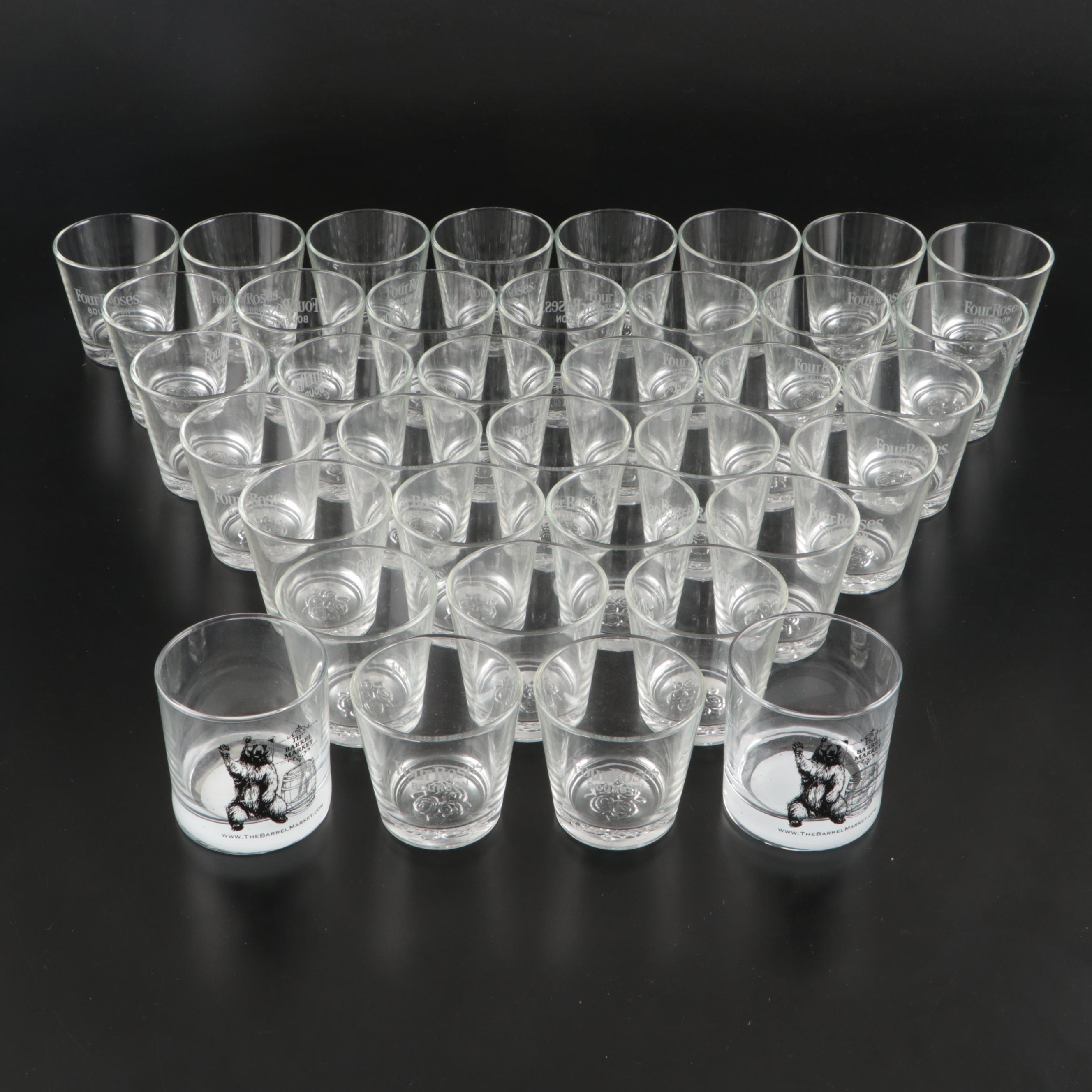 Four Roses Glass Tasting Glasses with The Barrel Market Candle Holders