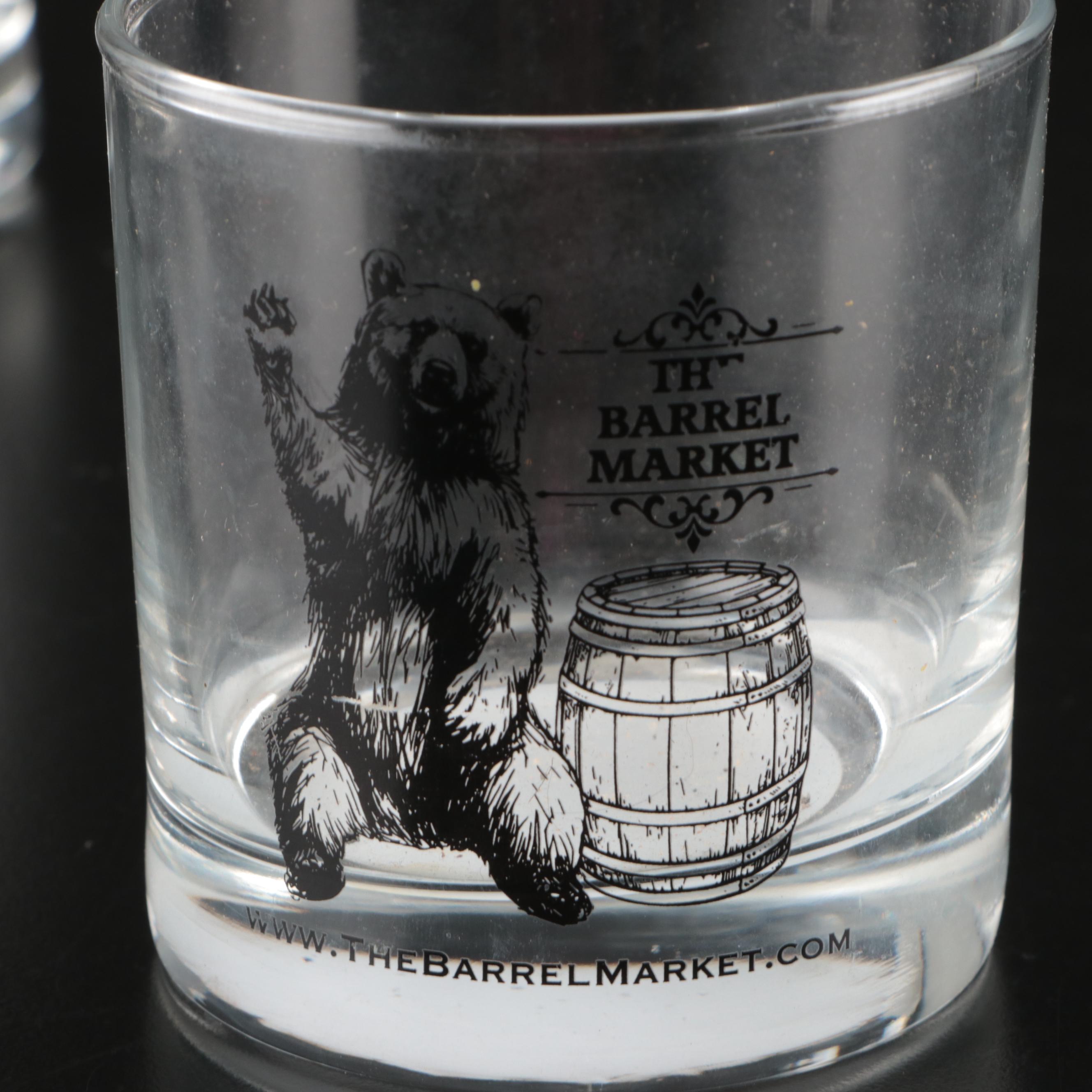 Four Roses Glass Tasting Glasses with The Barrel Market Candle Holders