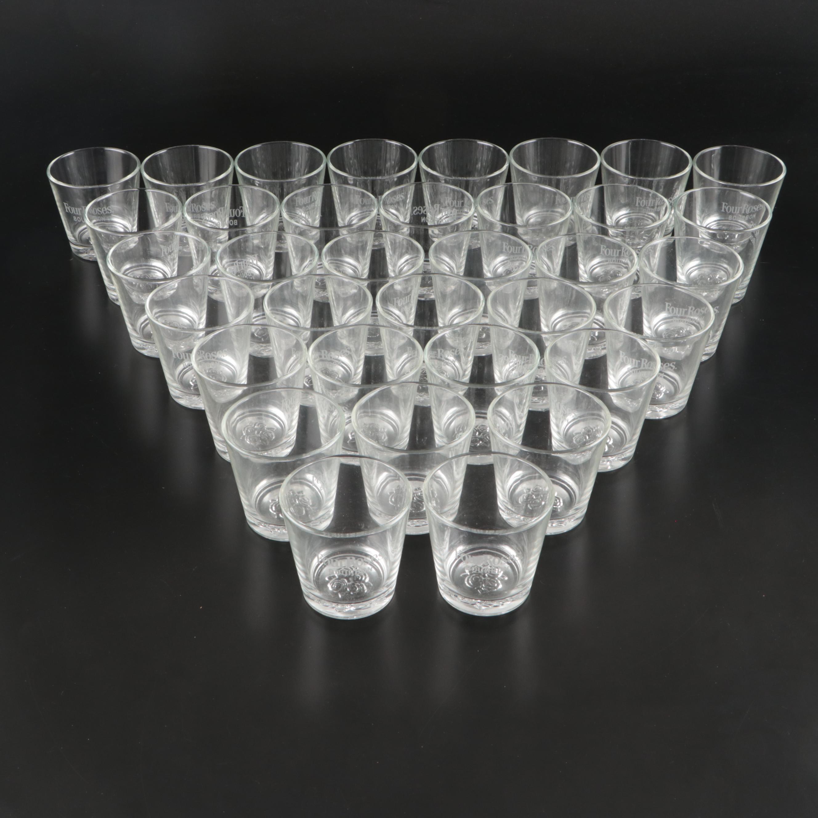 Four Roses Glass Tasting Glasses with The Barrel Market Candle Holders