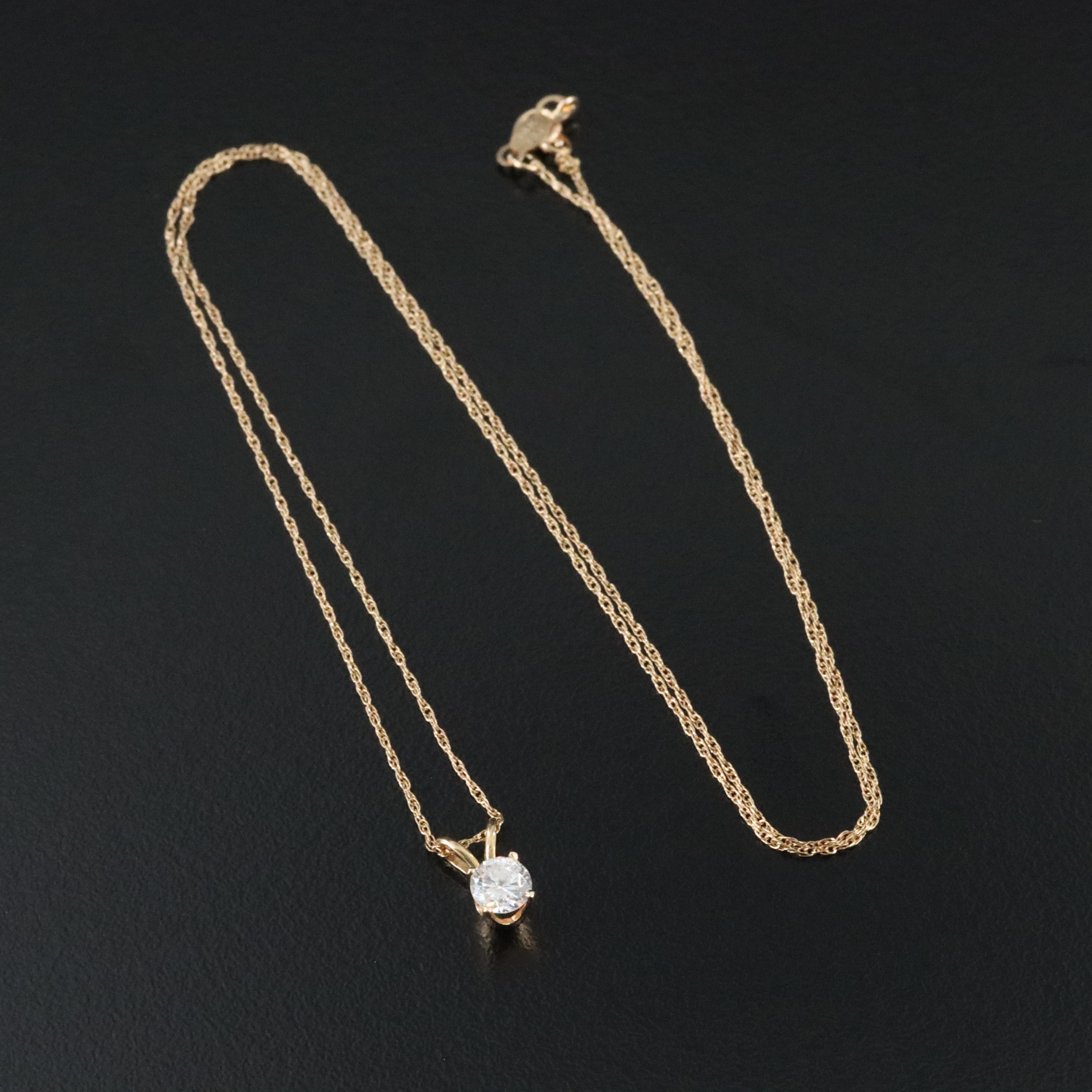 14K 0.31 CT Diamond Solitaire Pendant Necklace