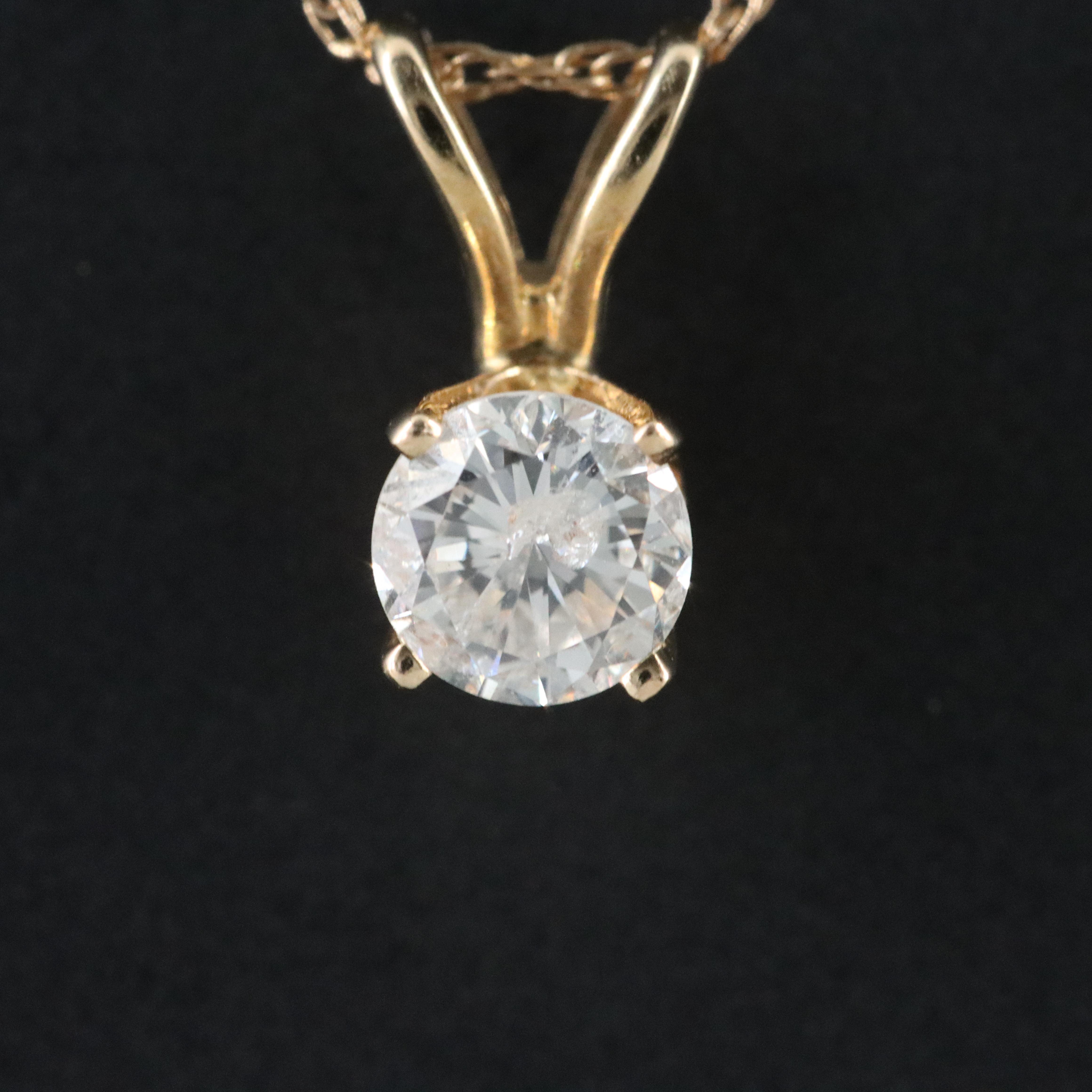 14K 0.31 CT Diamond Solitaire Pendant Necklace