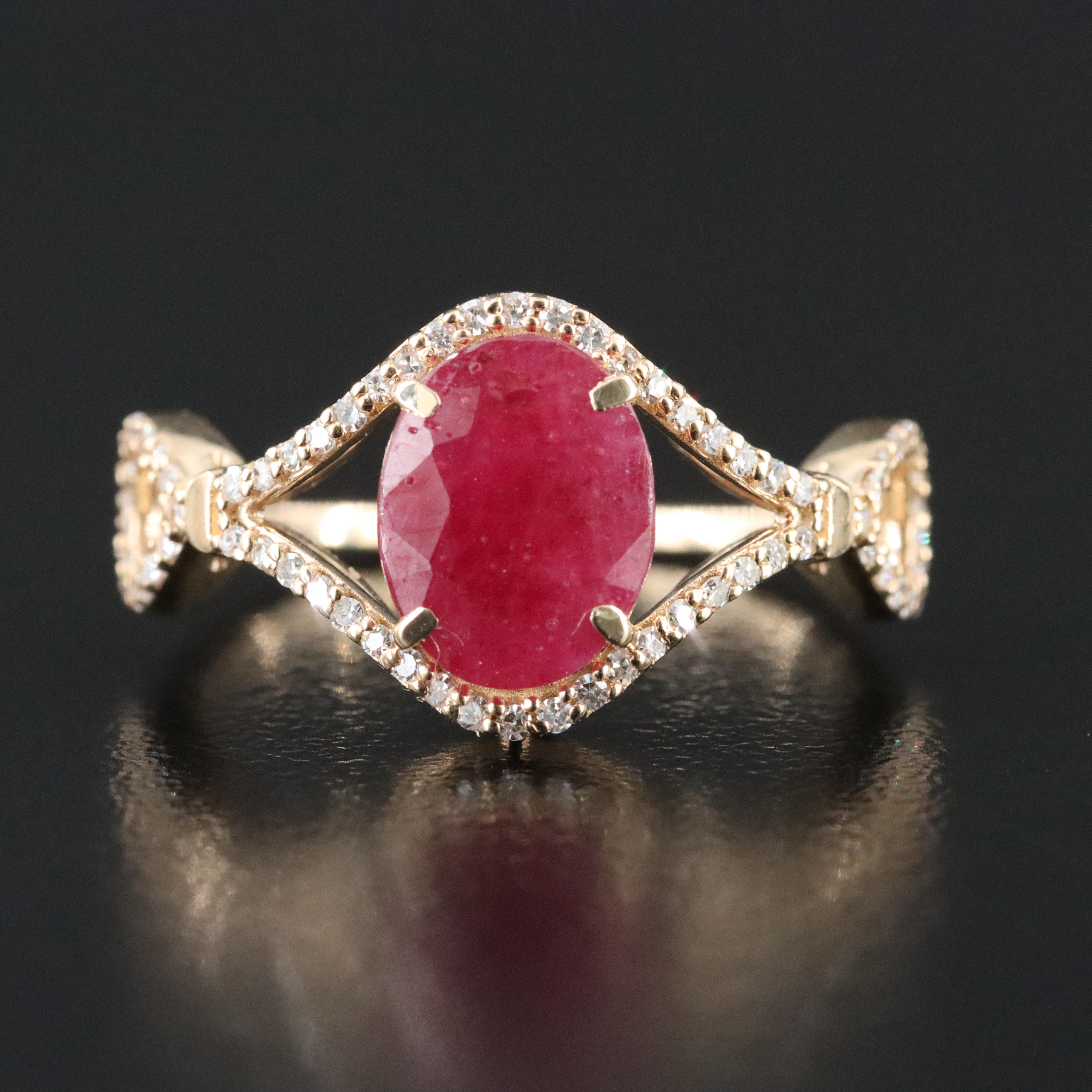 14K 1.82 CT Filled Corundum and Diamond Ring with IGI Jewelry Report