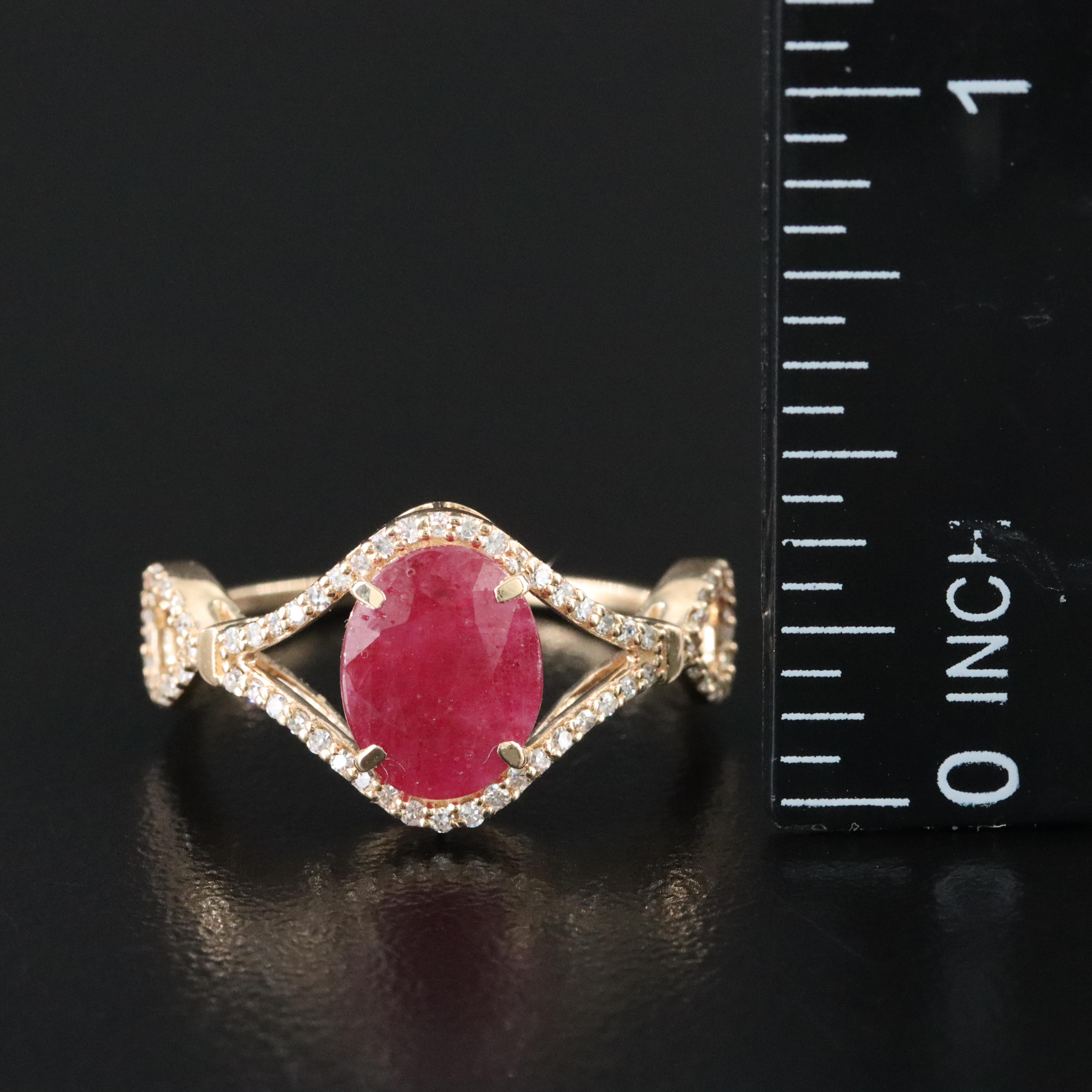 14K 1.82 CT Filled Corundum and Diamond Ring with IGI Jewelry Report