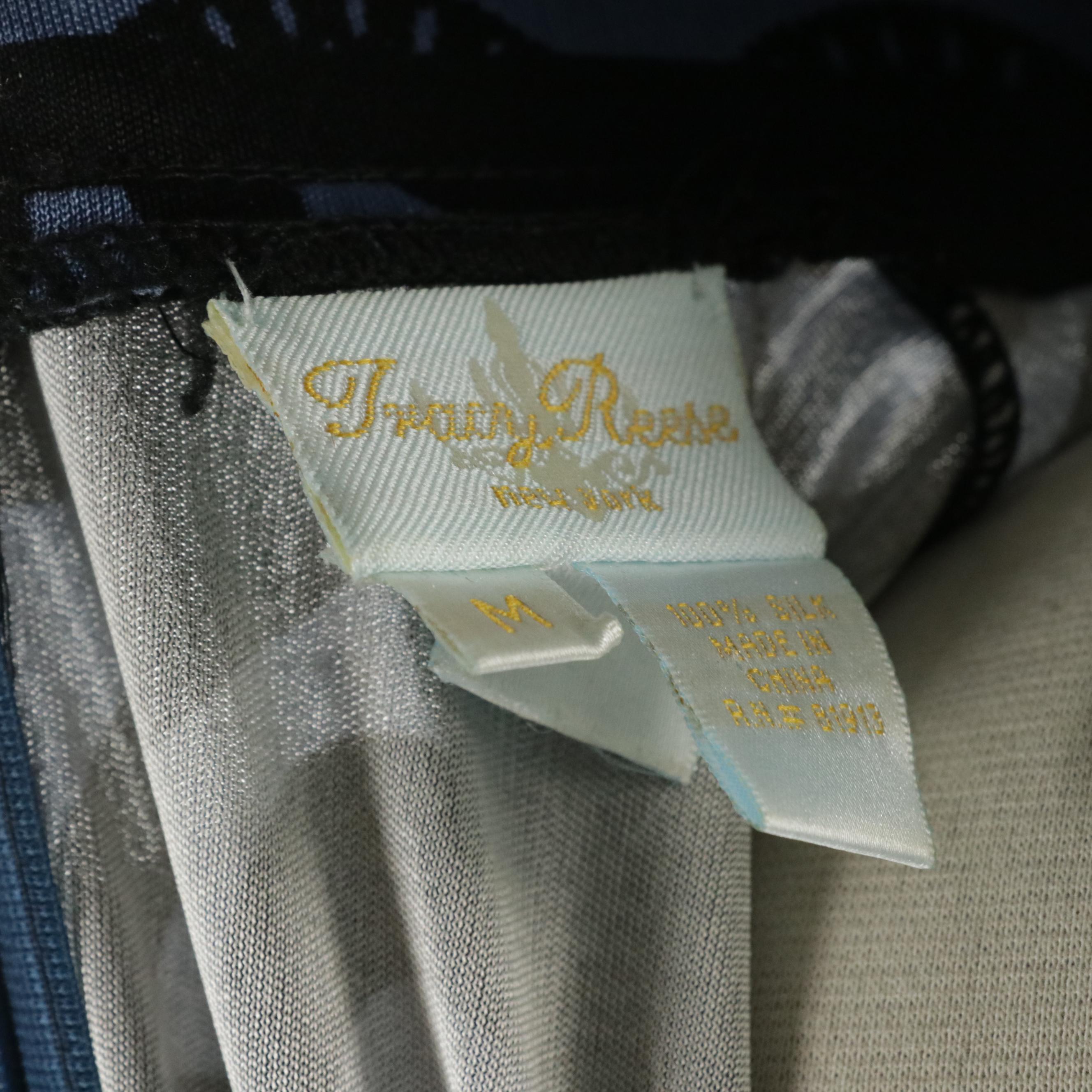 Tracy Reese Silk Blue and Black Printed & Komarov Blue 3/4th Sleeve Midi Dresses