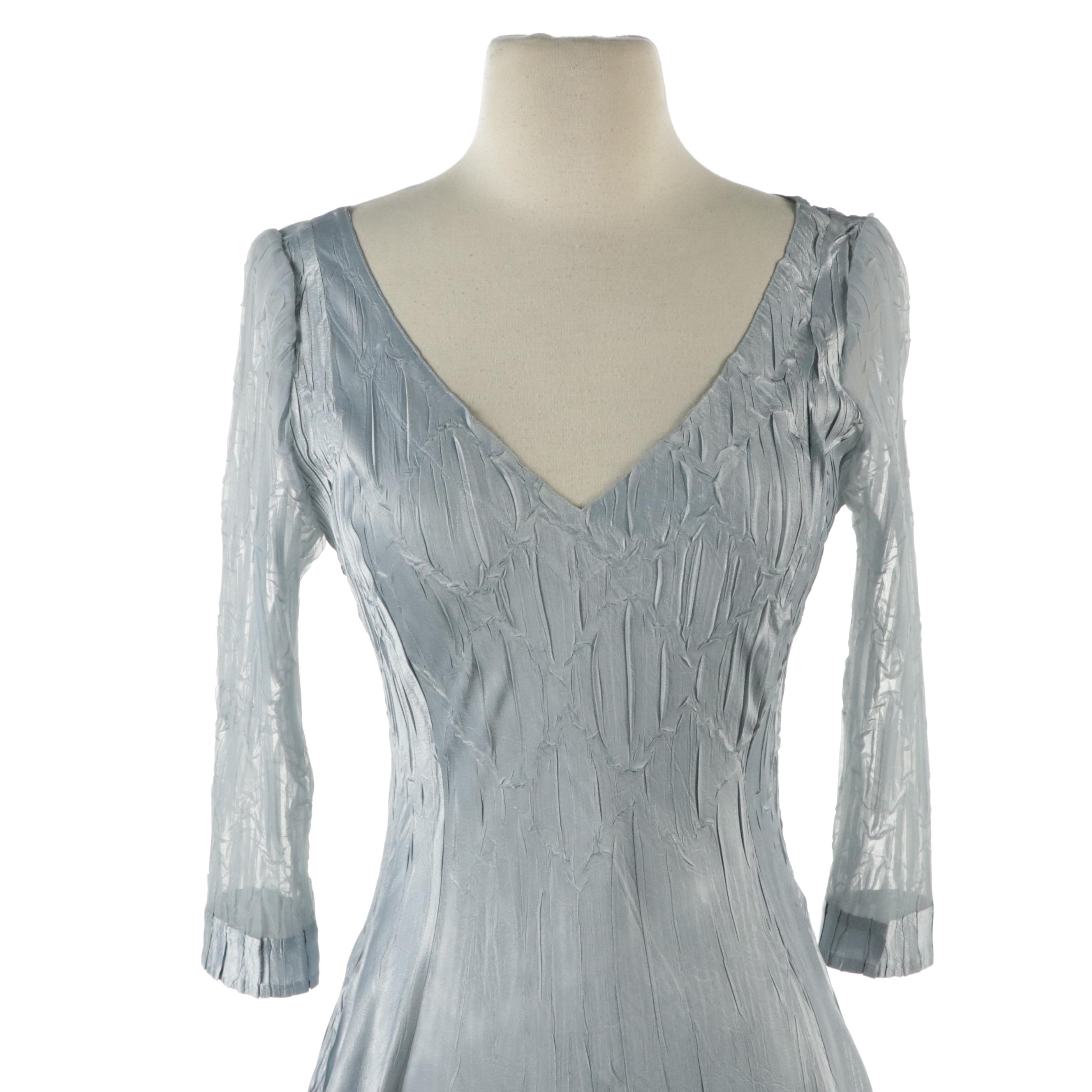 Tracy Reese Silk Blue and Black Printed & Komarov Blue 3/4th Sleeve Midi Dresses