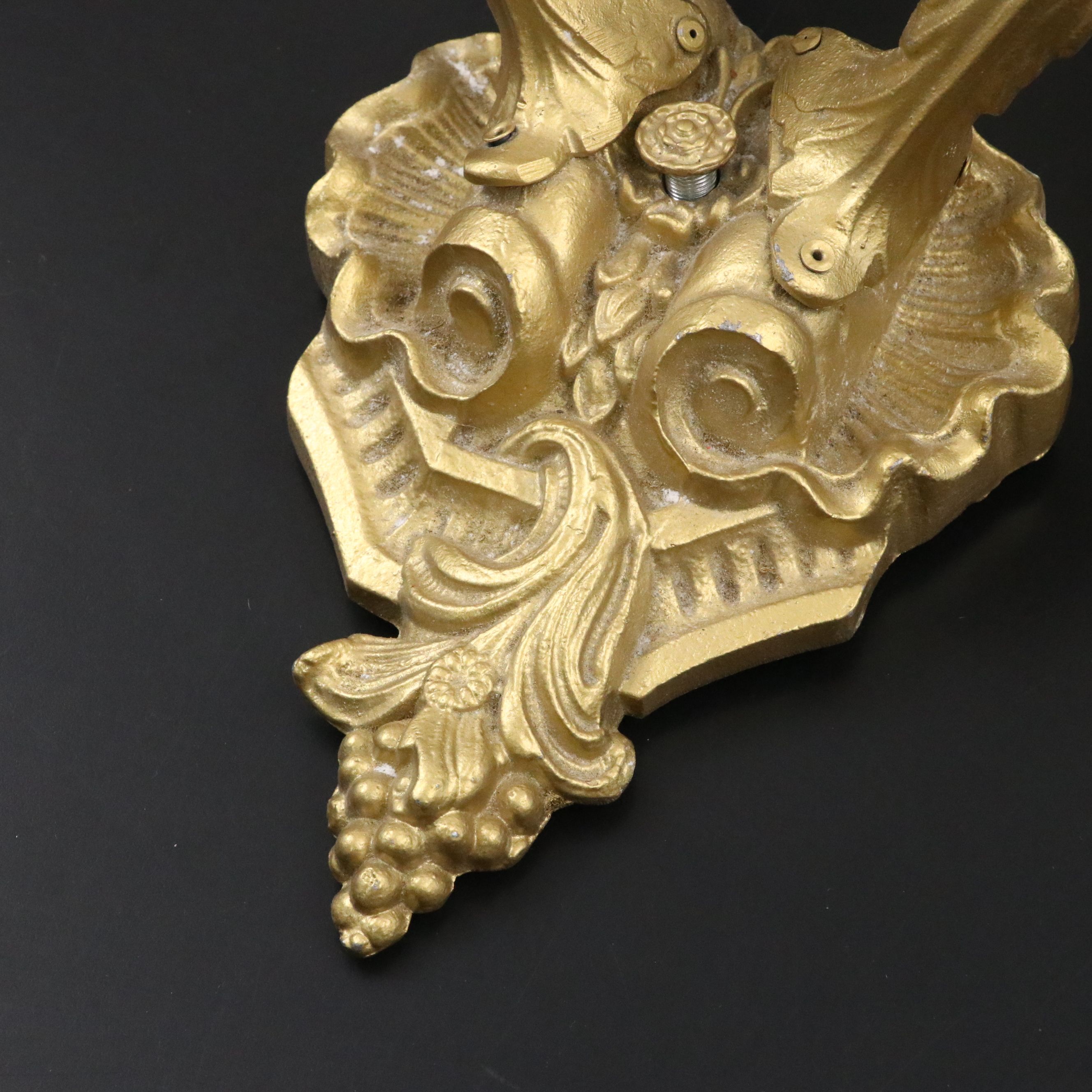 Rococo Revival Style Two-Arm Cherub Wall Sconce with White Glass Globe Shades