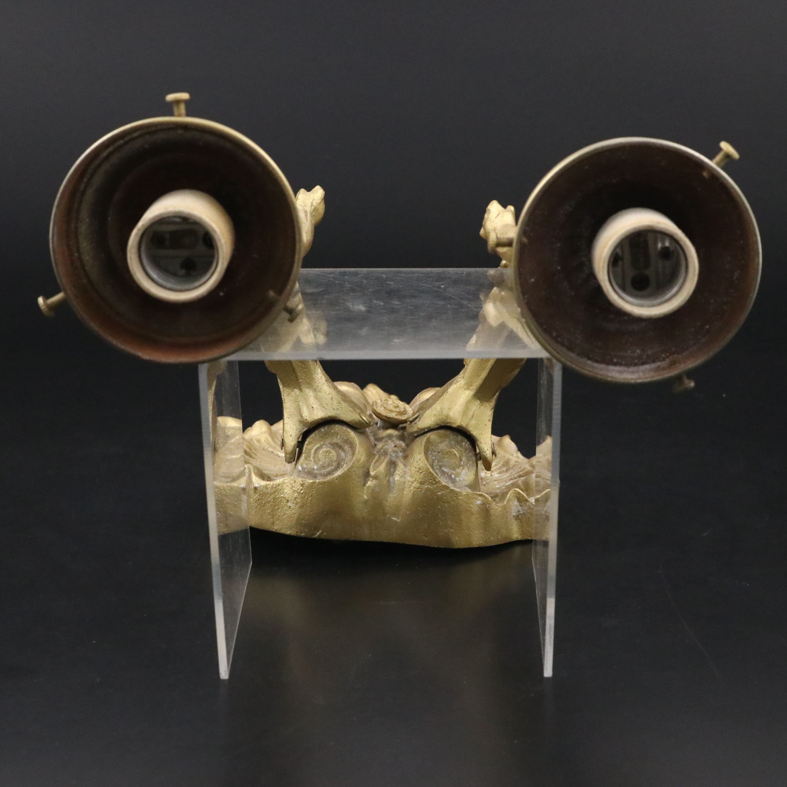 Rococo Revival Style Two-Arm Cherub Wall Sconce with White Glass Globe Shades