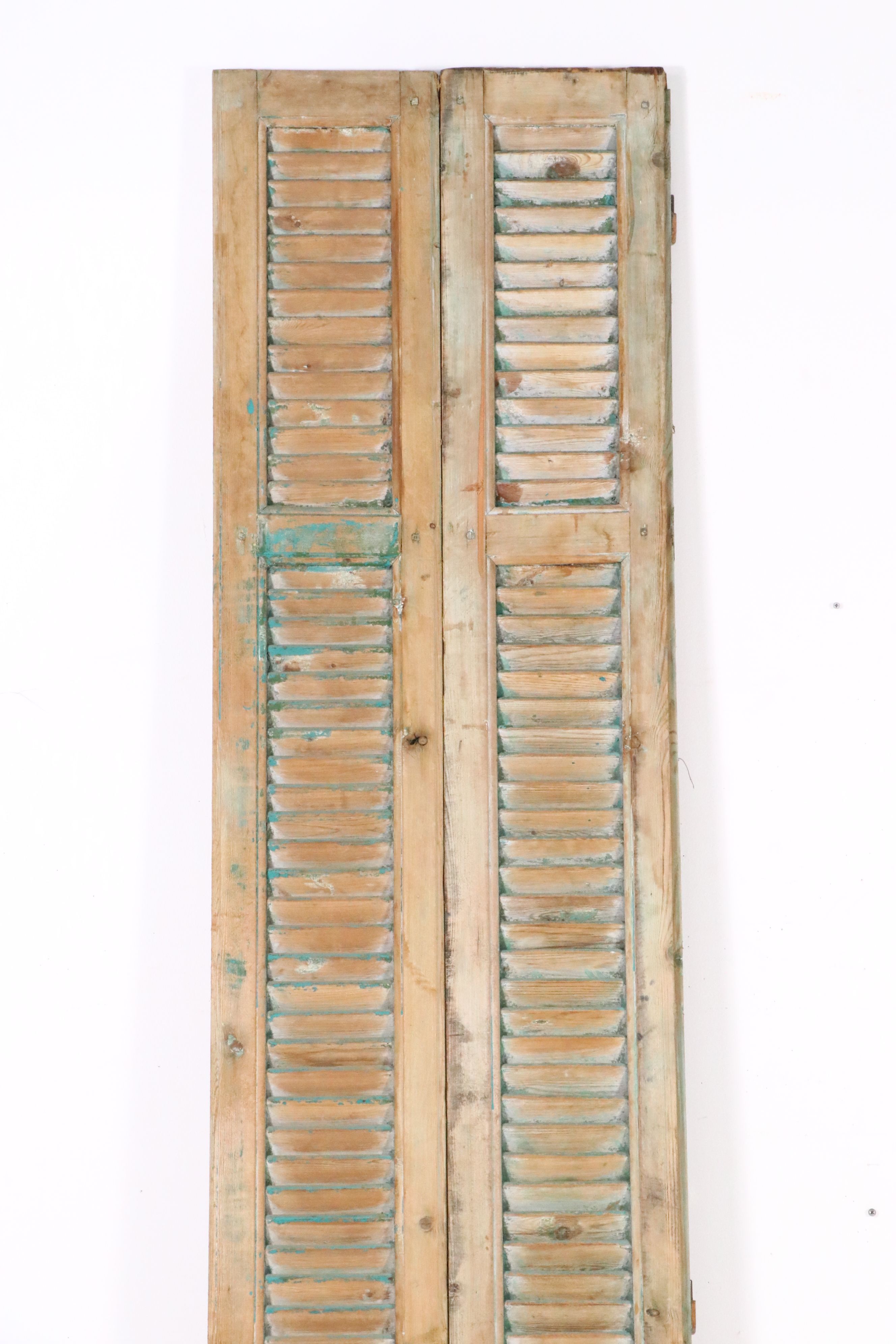 French Provincial Style Painted Wood Narrow Shutters, Late 19th/ Early 20th C.