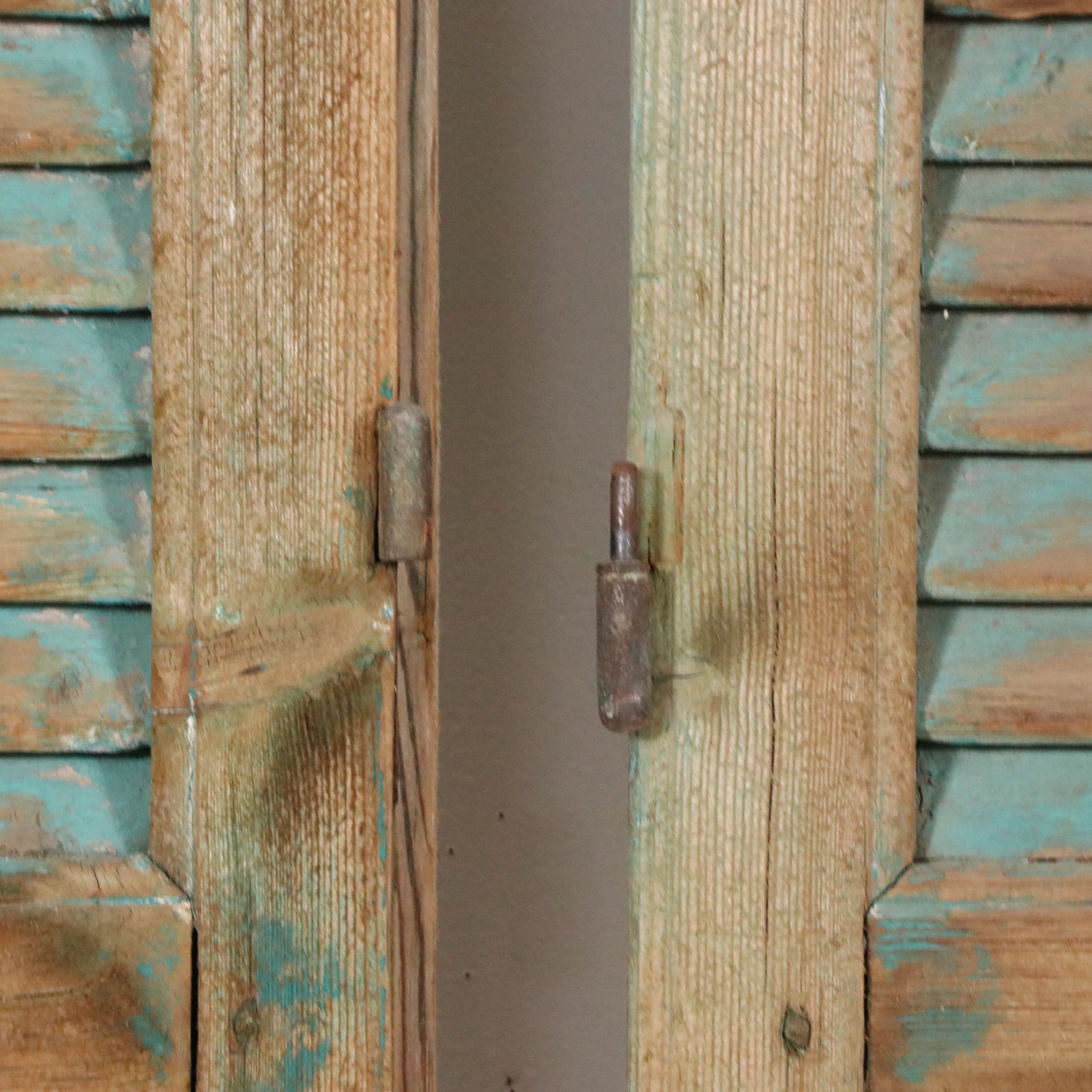 French Provincial Style Painted Wood Narrow Shutters, Late 19th/ Early 20th C.