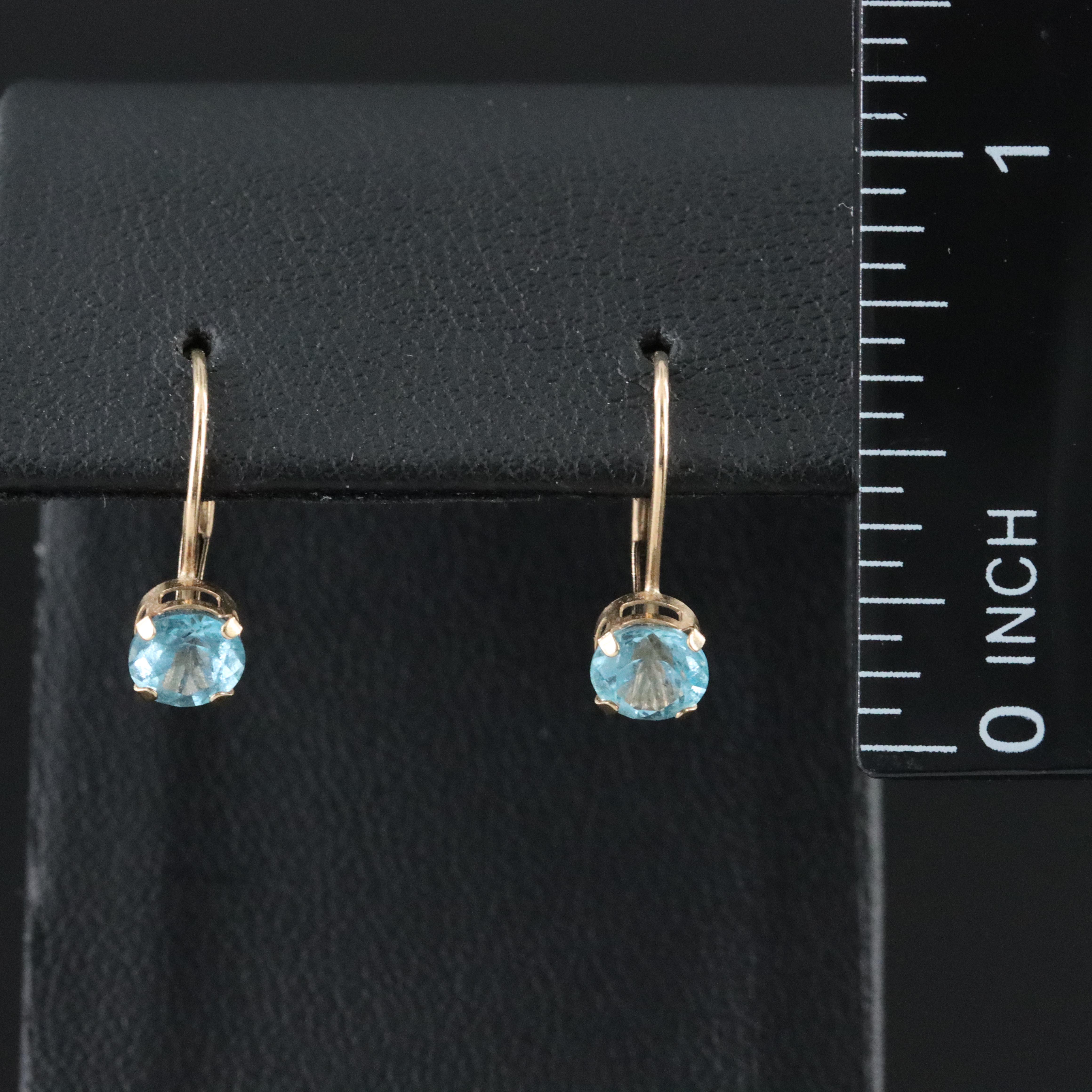 10K Swiss Blue Topaz Drop Earrings