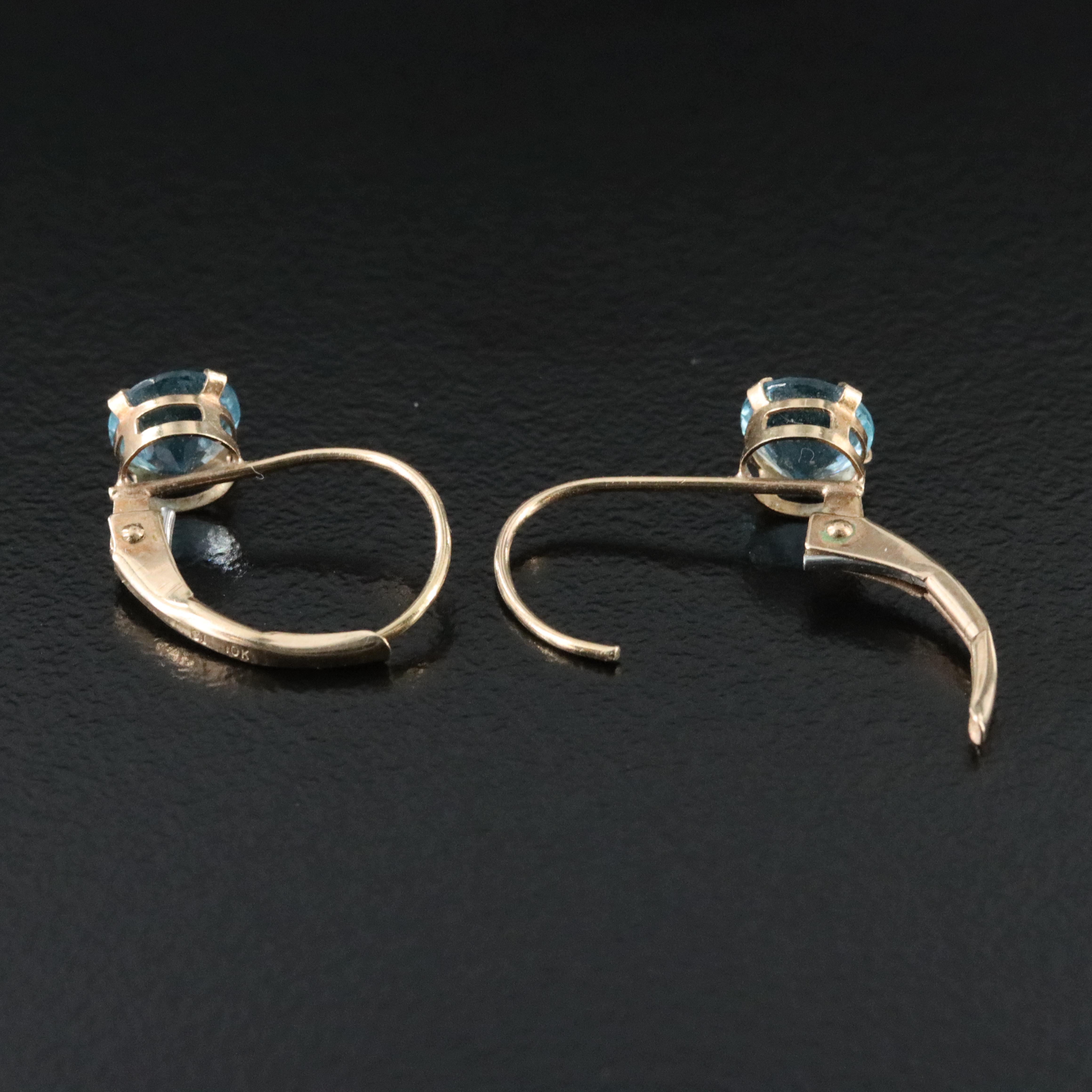 10K Swiss Blue Topaz Drop Earrings