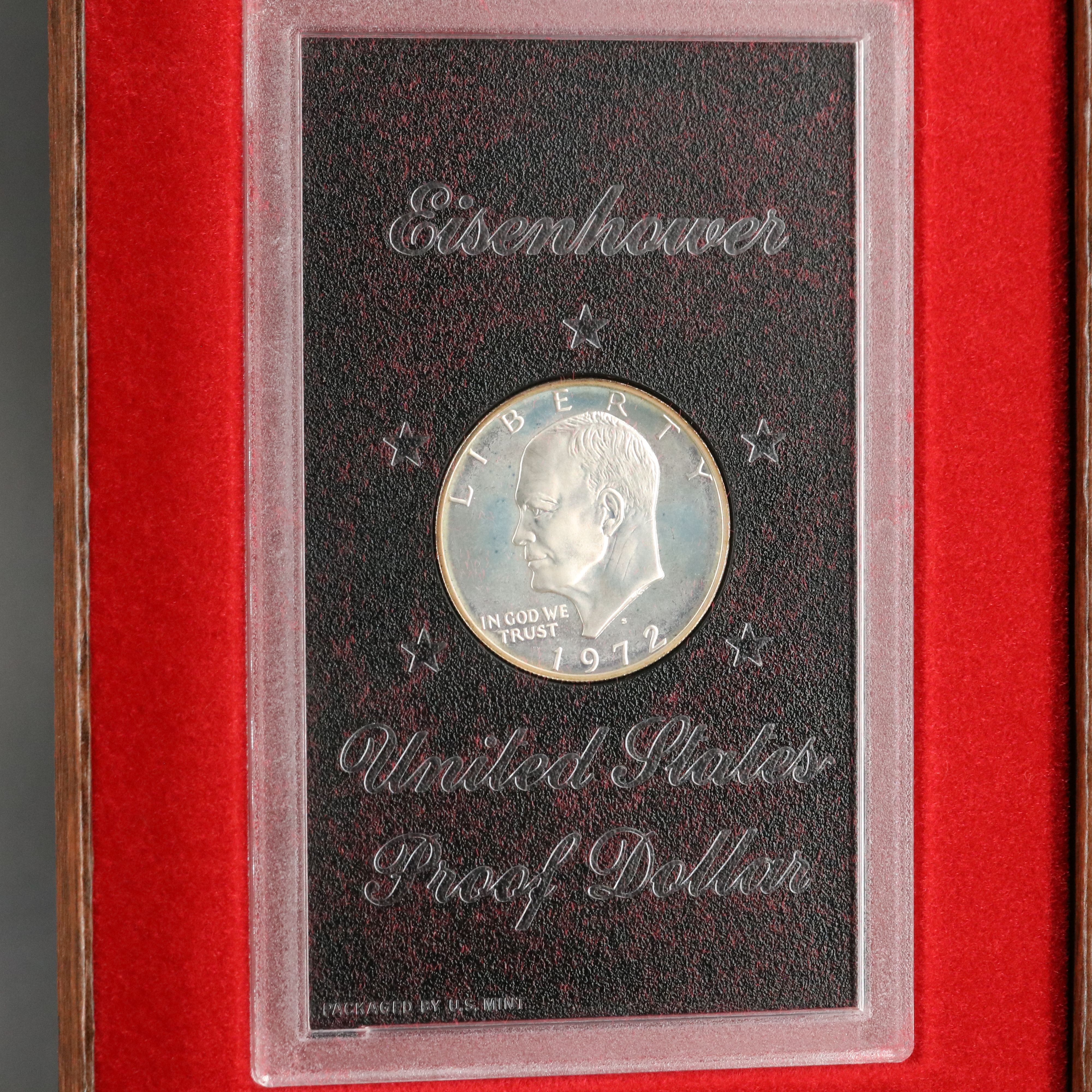 Ten Proof Eisenhower Silver Dollars, 1971 and 1972