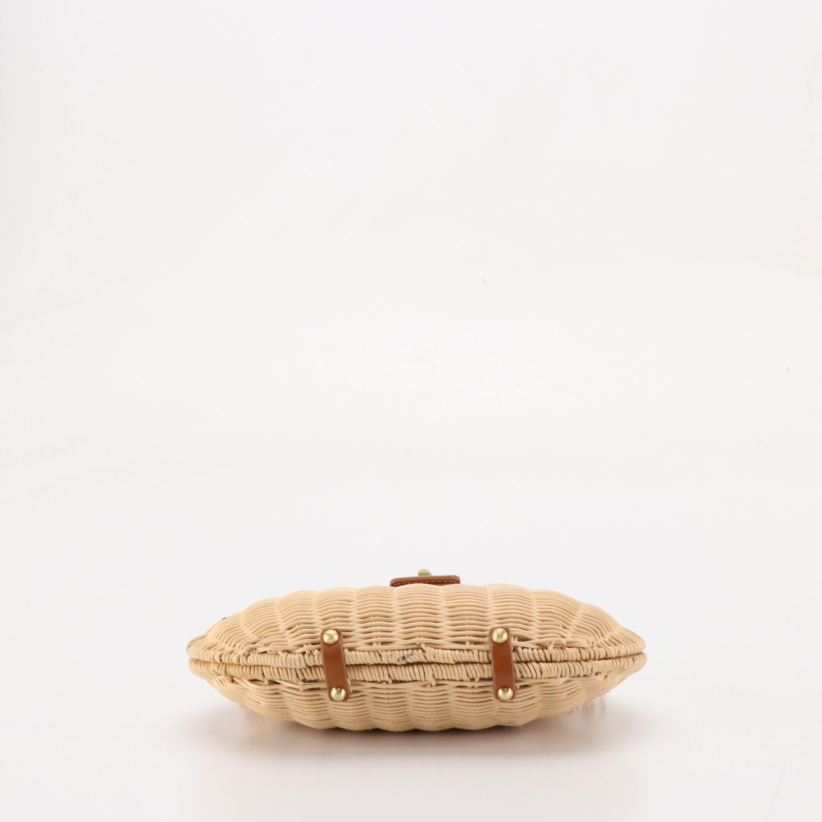 Talbots Convertible Clutch Bags in Natural Woven Rattan with Leather Trim