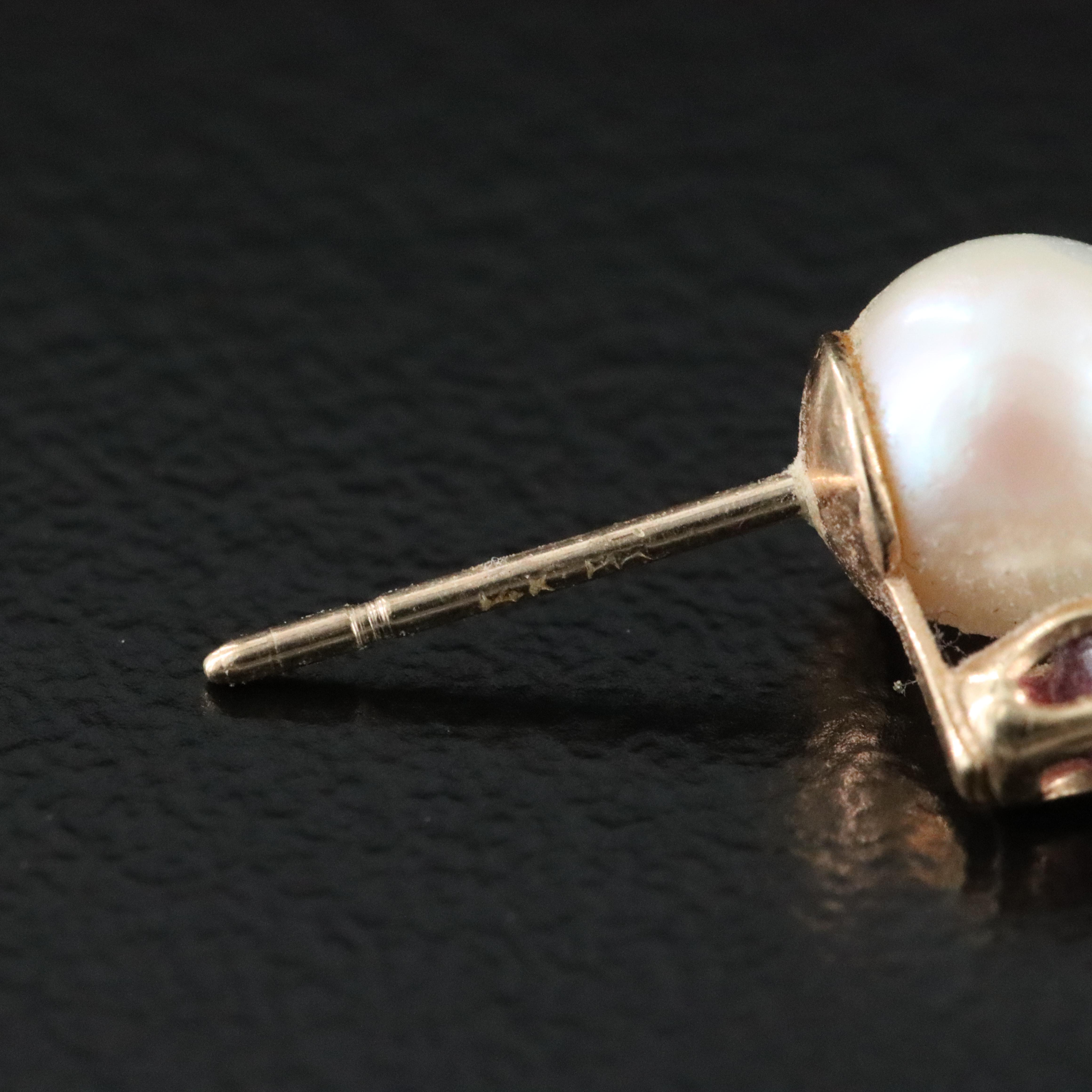 14K Pearl, Ruby, and Diamond Ring with Pearl and Ruby Earrings