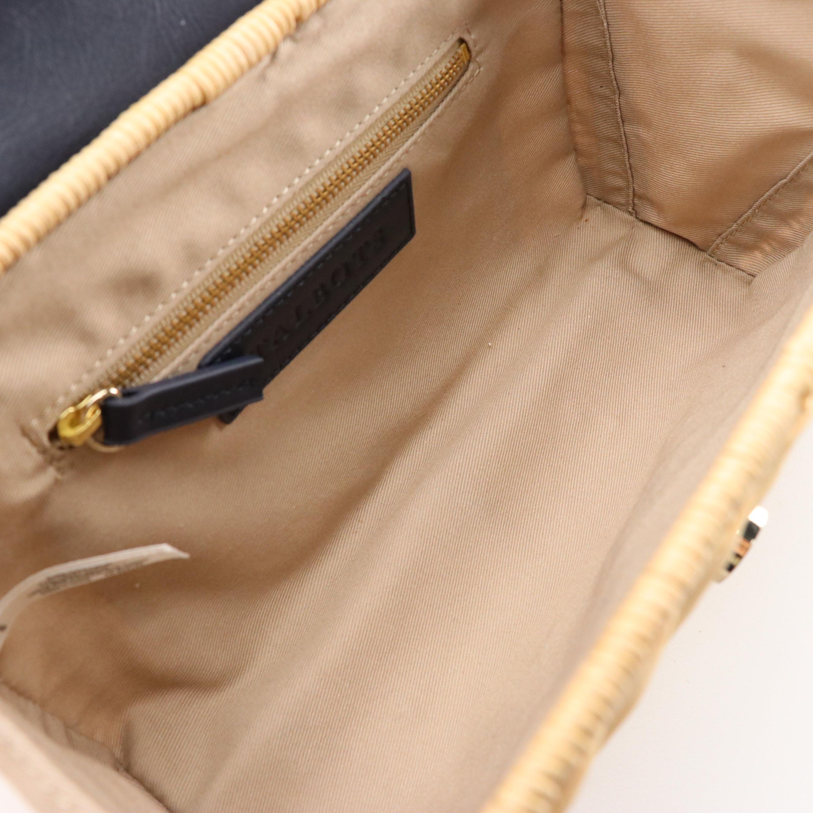 Talbots Convertible Clutch Bags in Natural Woven Rattan with Leather Trim