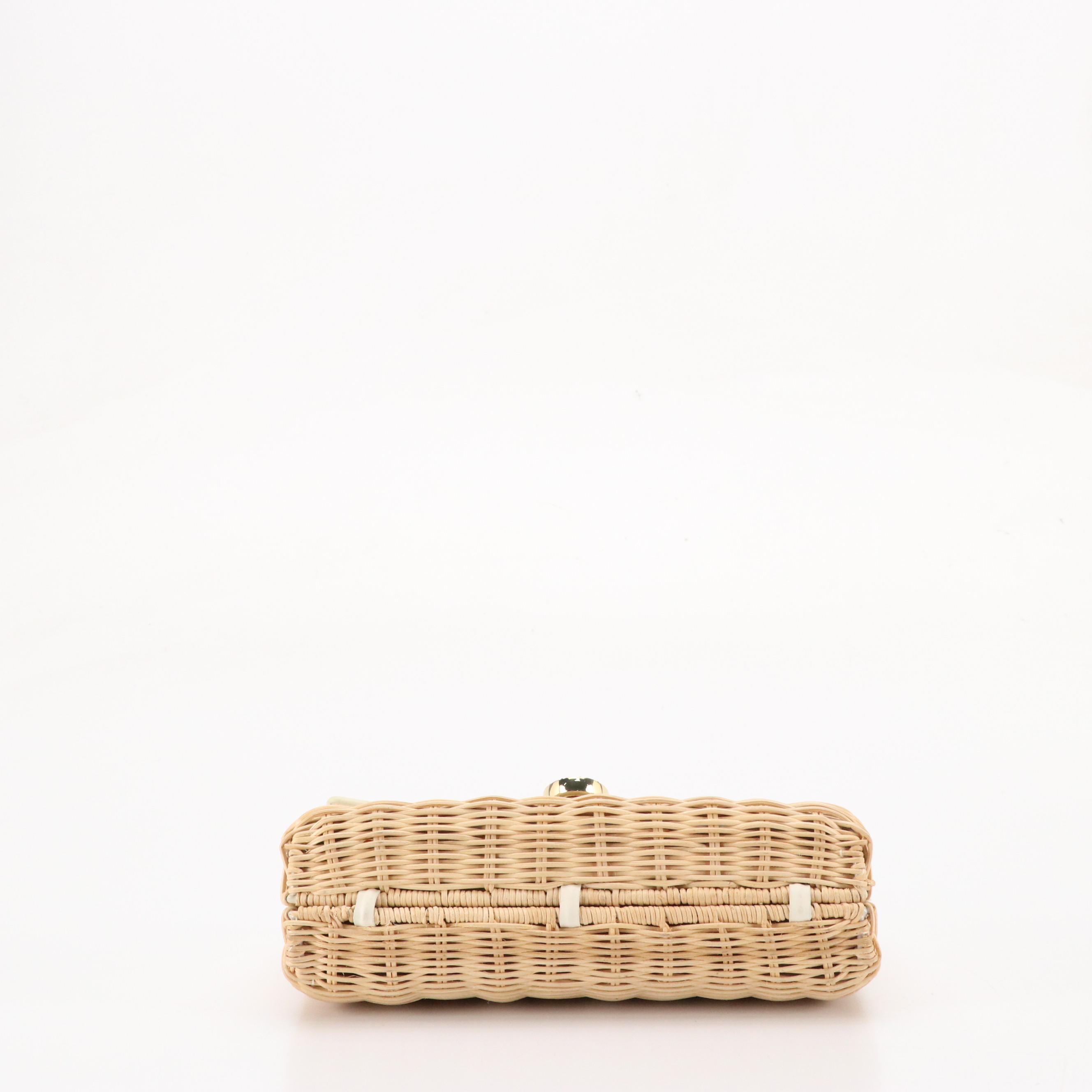 Talbots Convertible Clutch Bags in Natural Woven Rattan with Leather Trim
