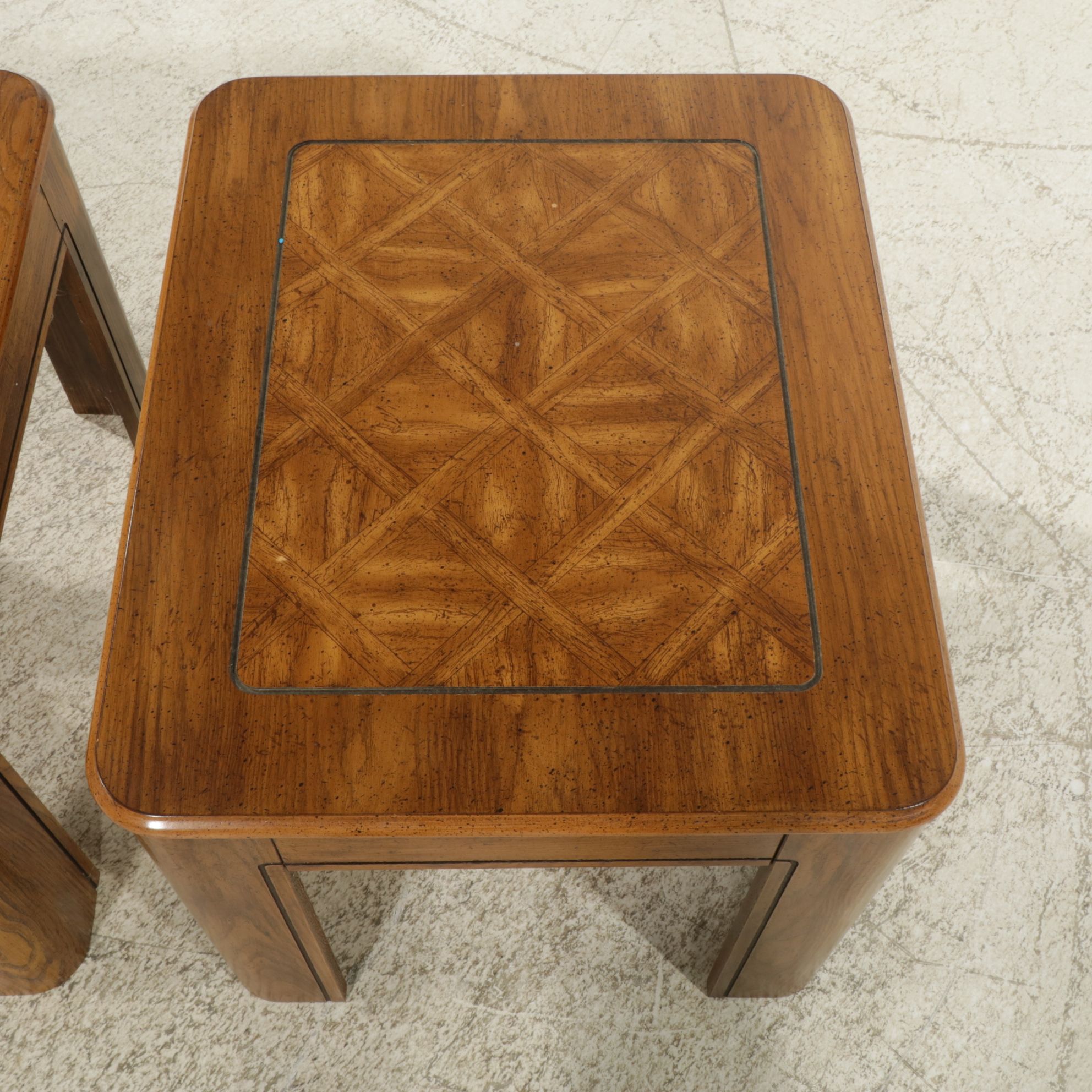 Pilliod Side Tables with Wood Grain Laminate Finish, Pair, 1984