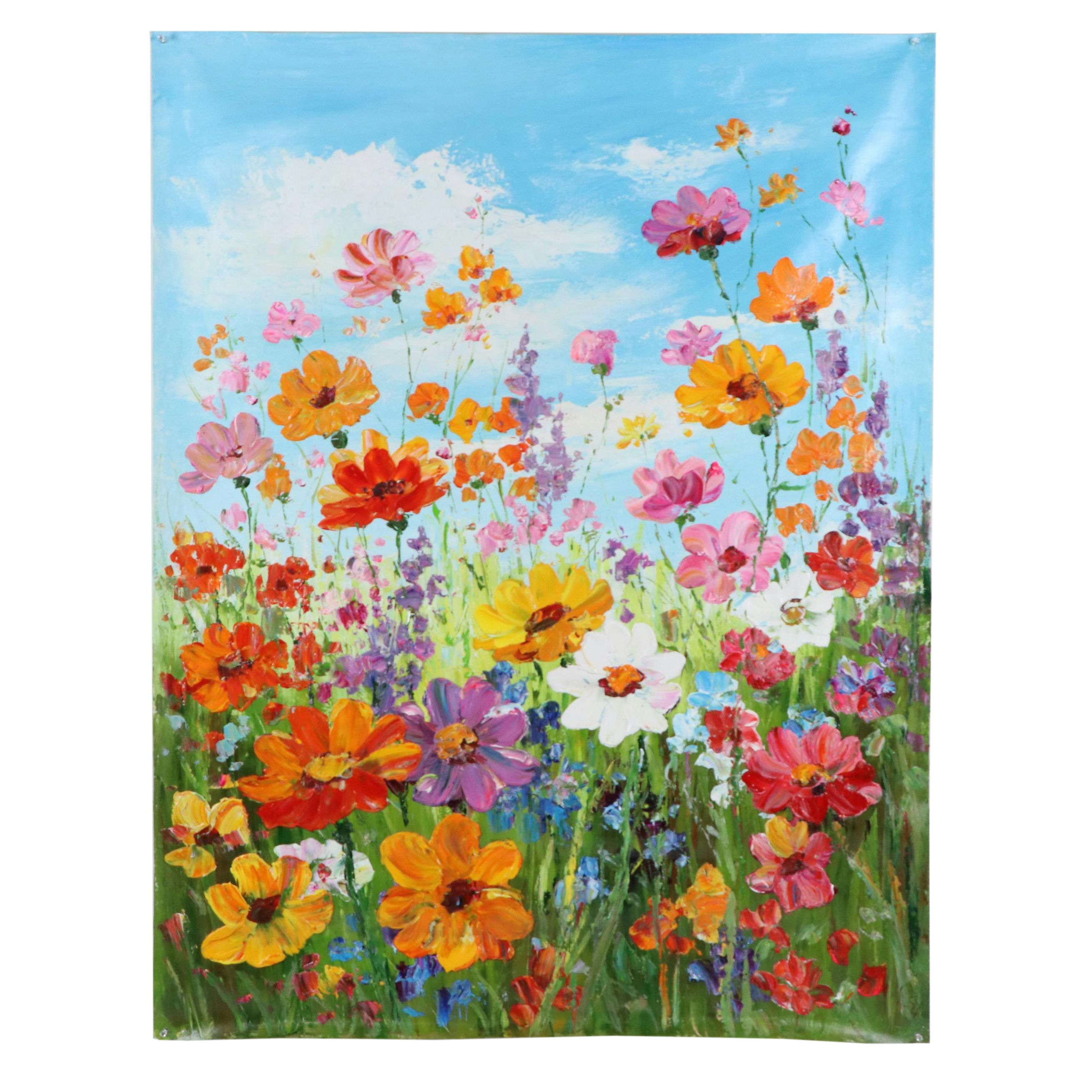 Ping Floral Landscape Oil Painting, 21st Century