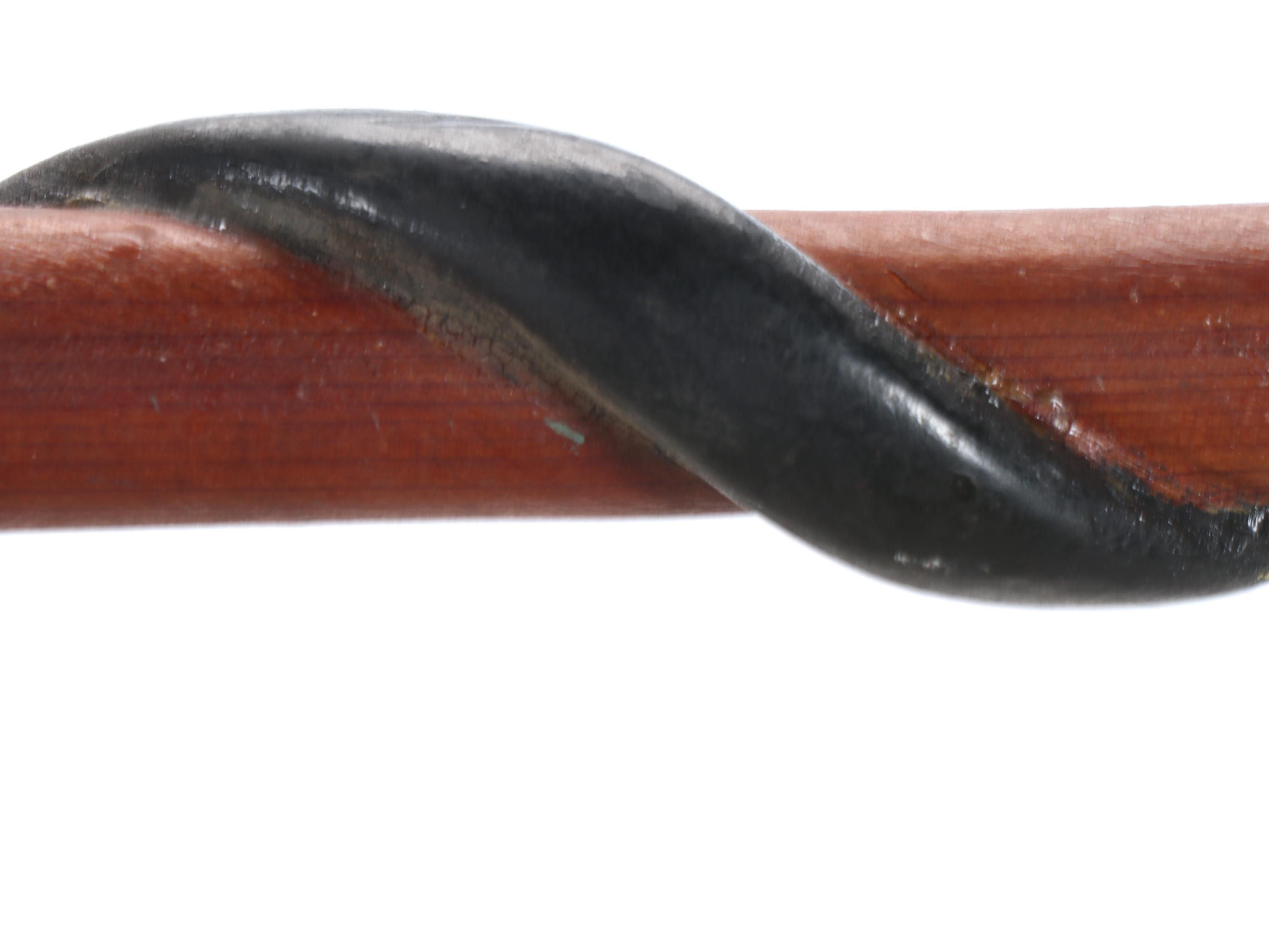 Folk Art Style Hand-Carved Wood Coiled Snake Cane