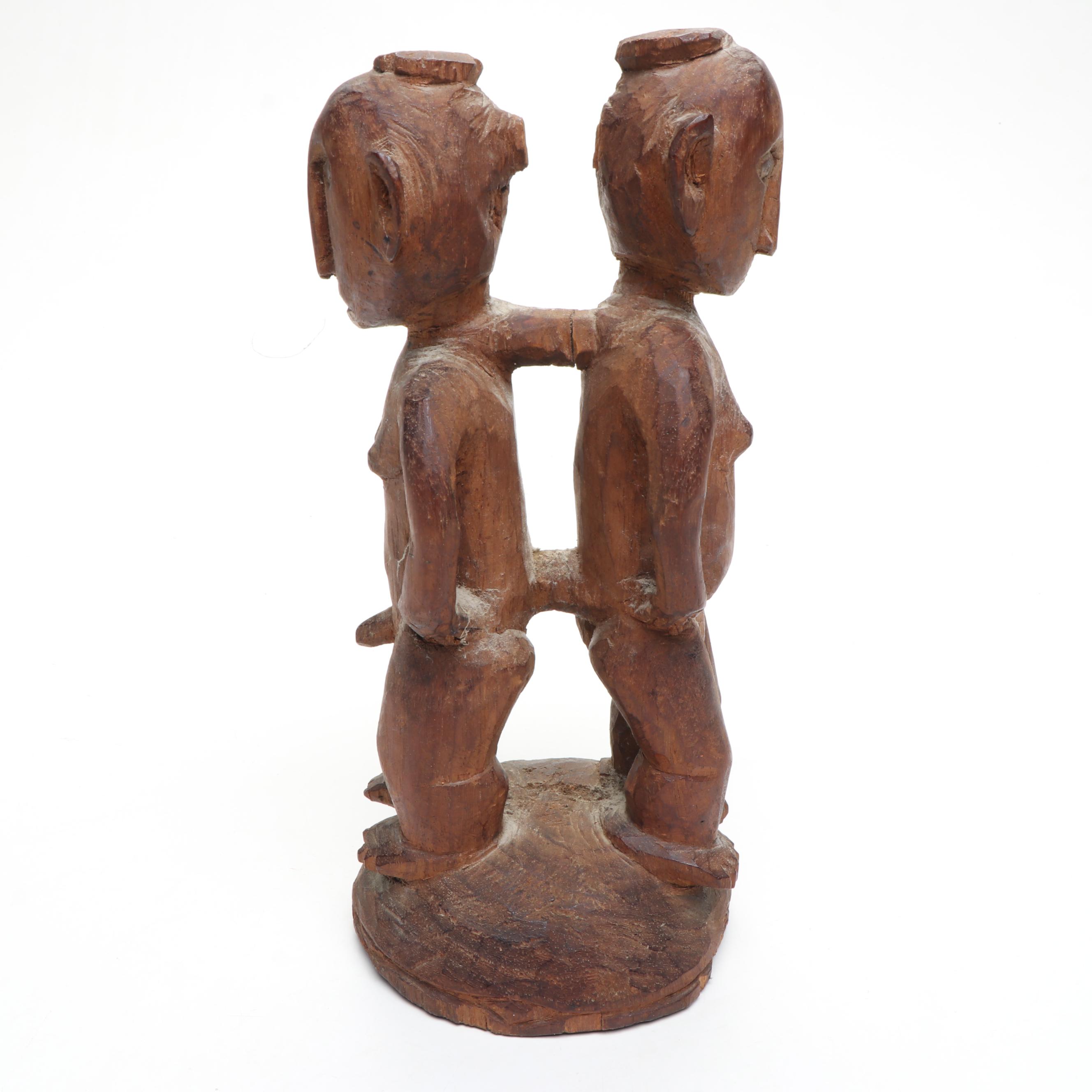 Timor Atoni Form Hand-Carved Conjoined Male and Female Ancestor Figure