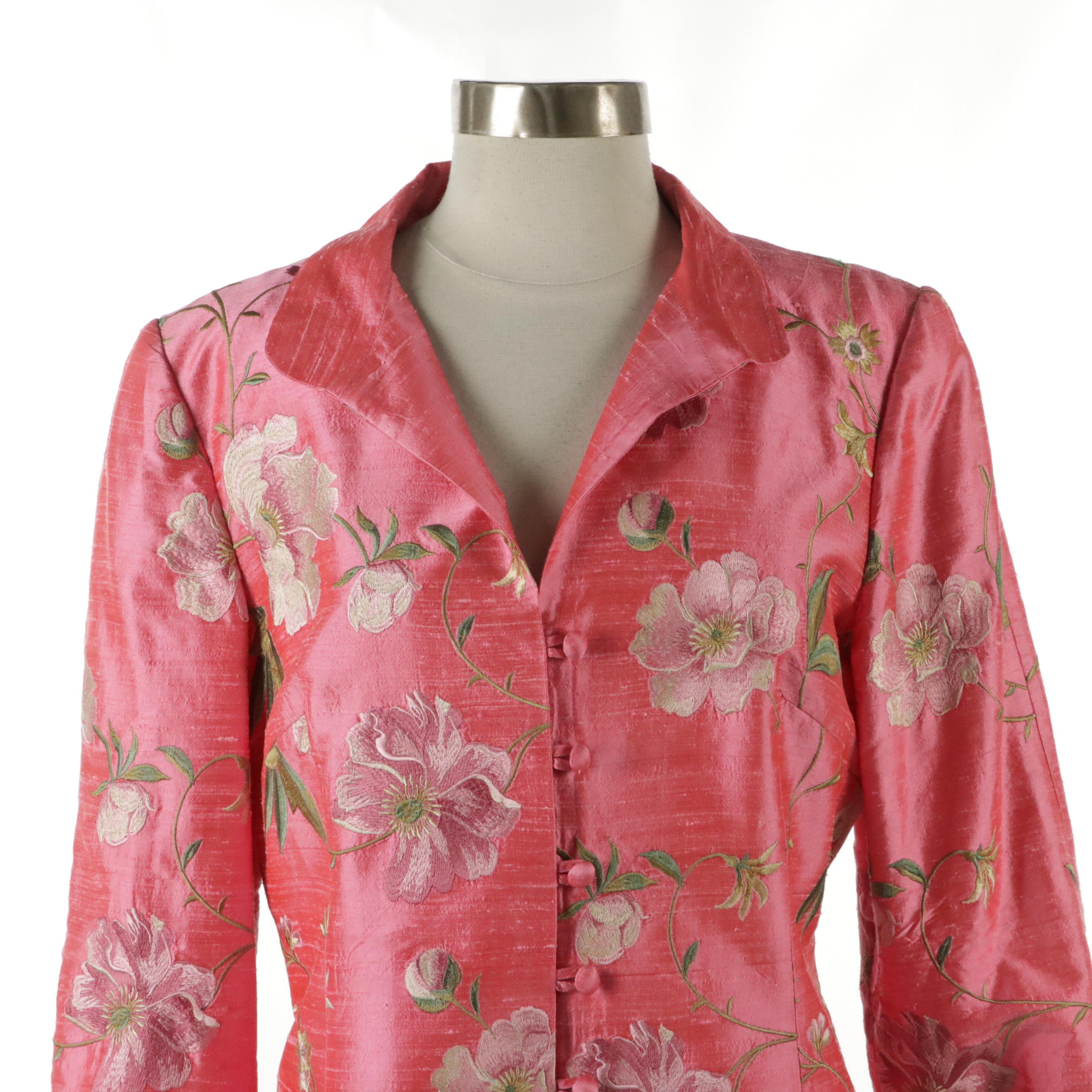 Paule Vasseur Silk Shantung and Renée DuMarr Polyester Floral Skirt Suits