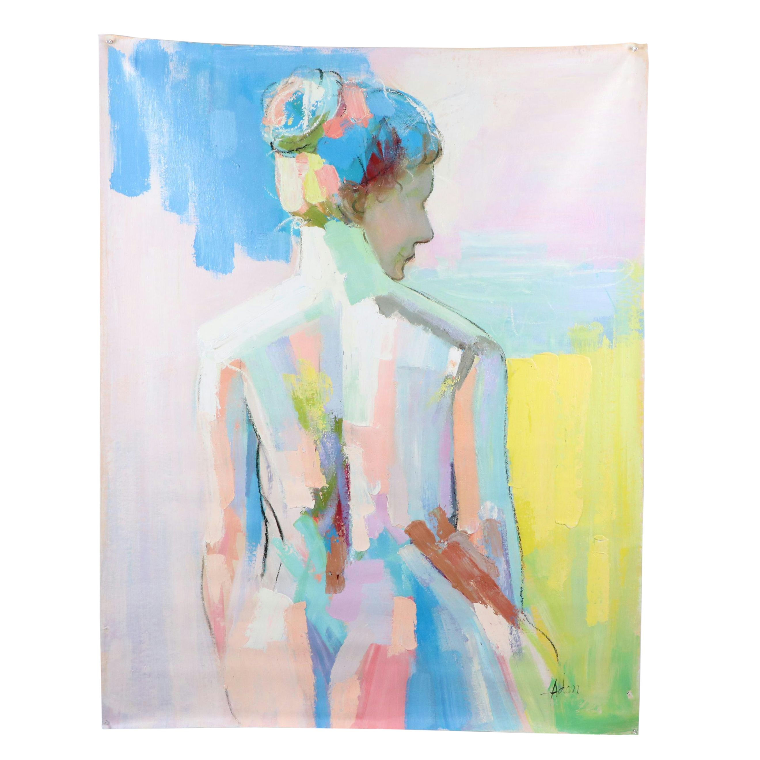 Adam Stylized Figural Oil Painting, 21st Century