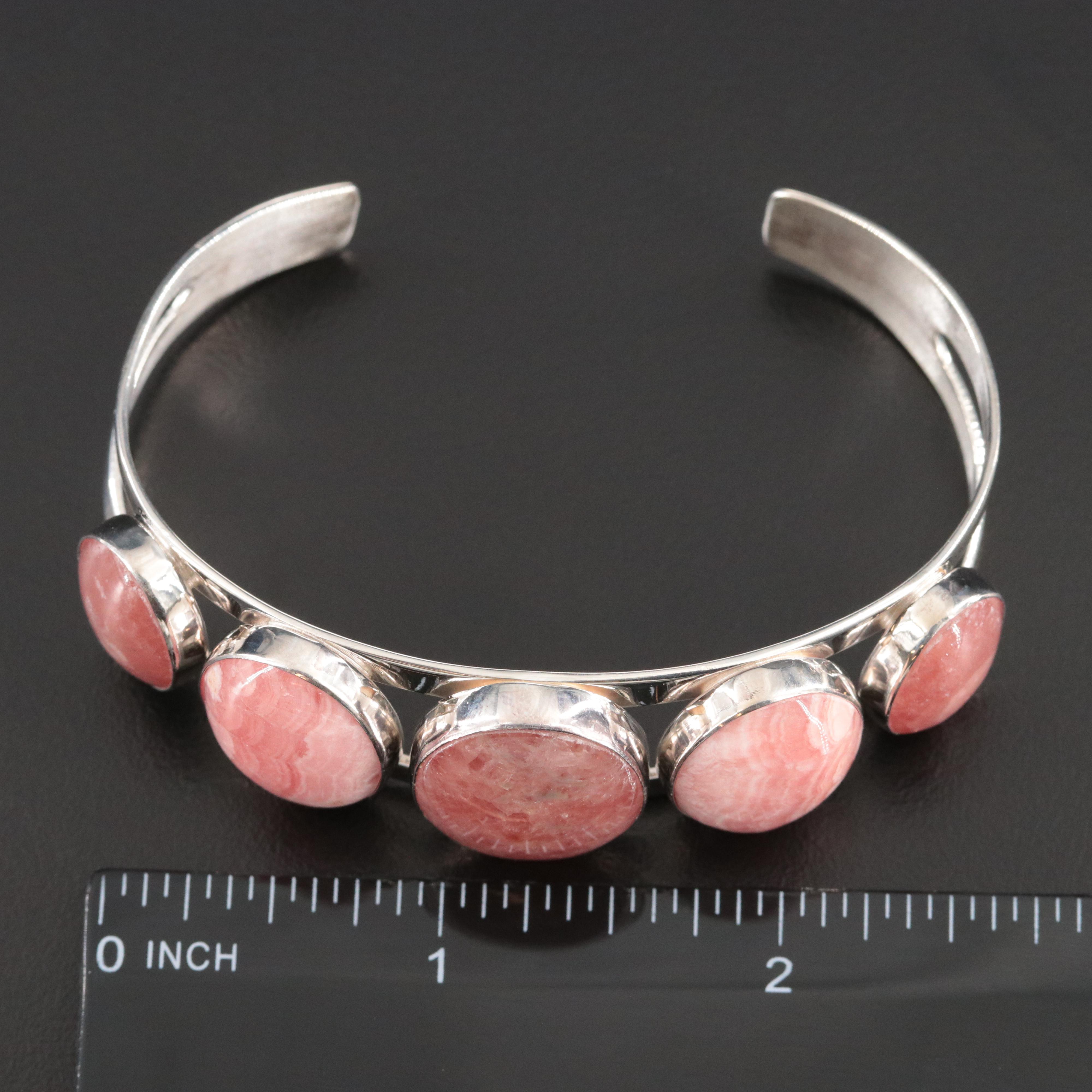 Desert Rose Trading Sterling Rhodochrosite Cuff Bracelet