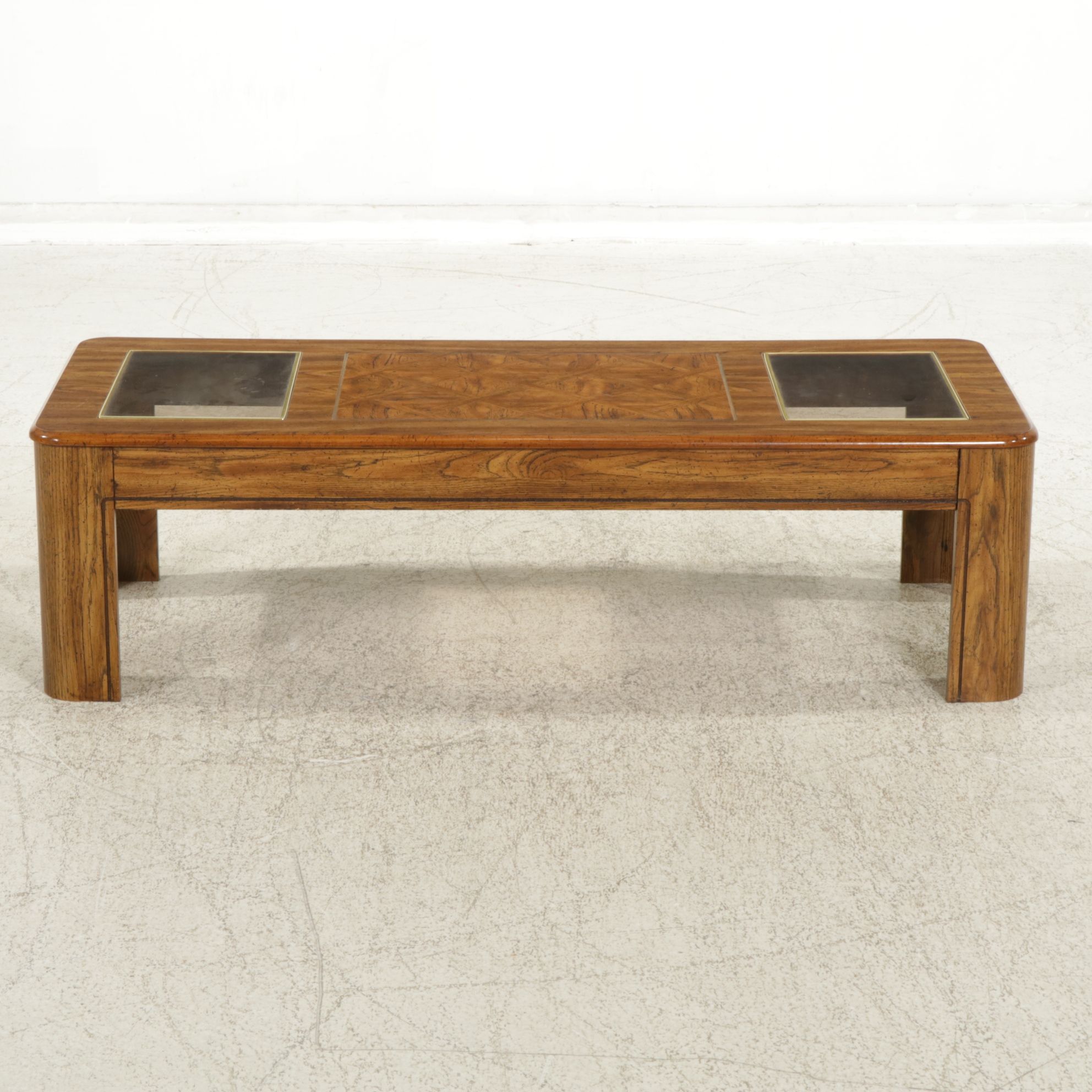 Pillod Wood Grain Laminate Coffee Table with Glass Inserts, Late 20th Century